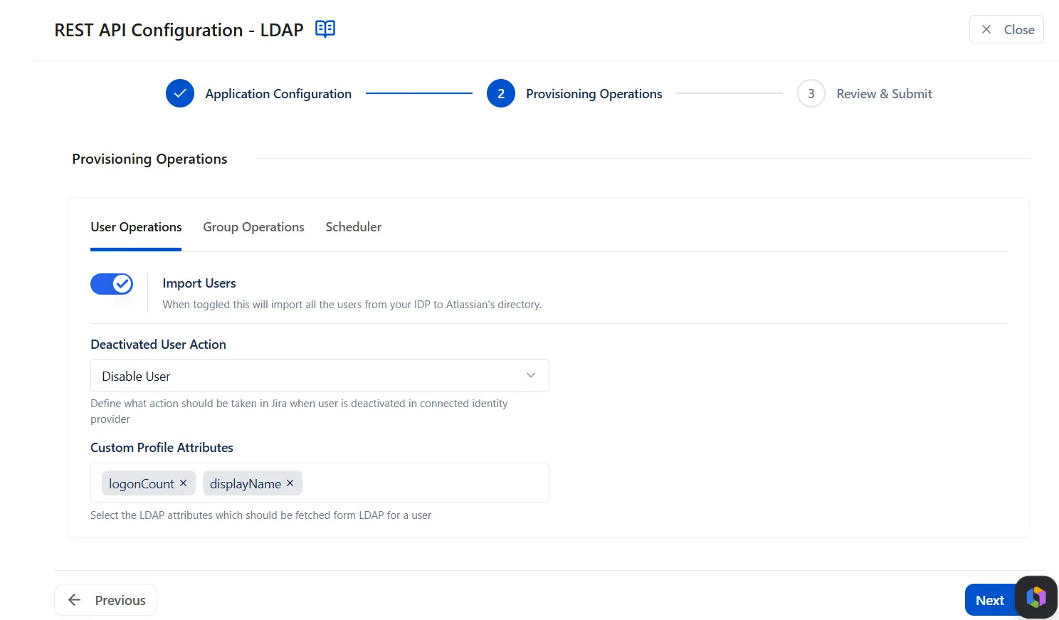 Provisioning operations rest api ldap cloud