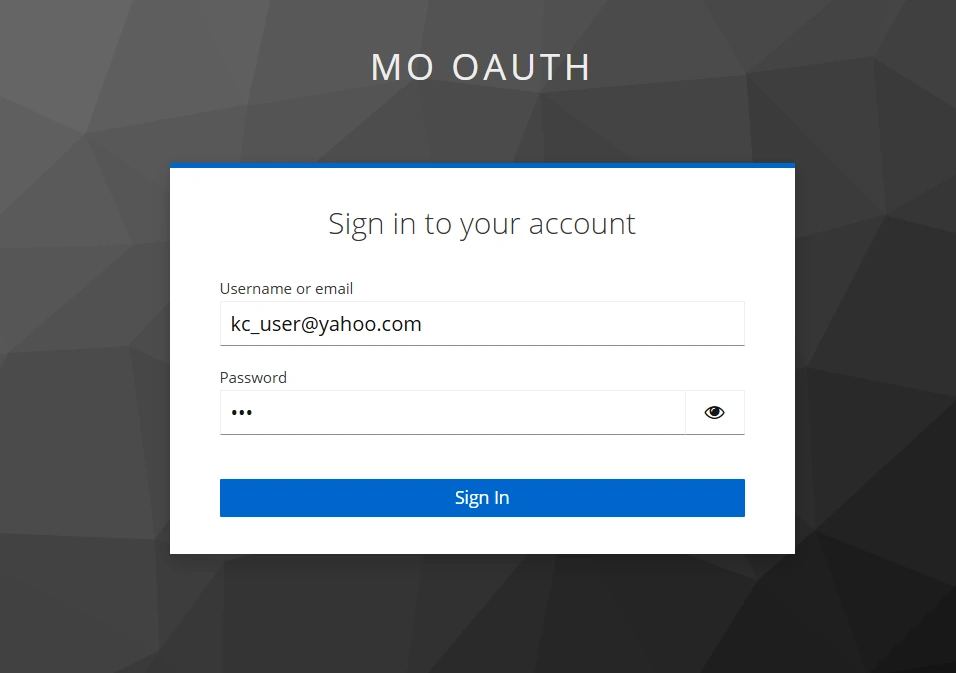 User automatically redirected to Keycloak sign-in page