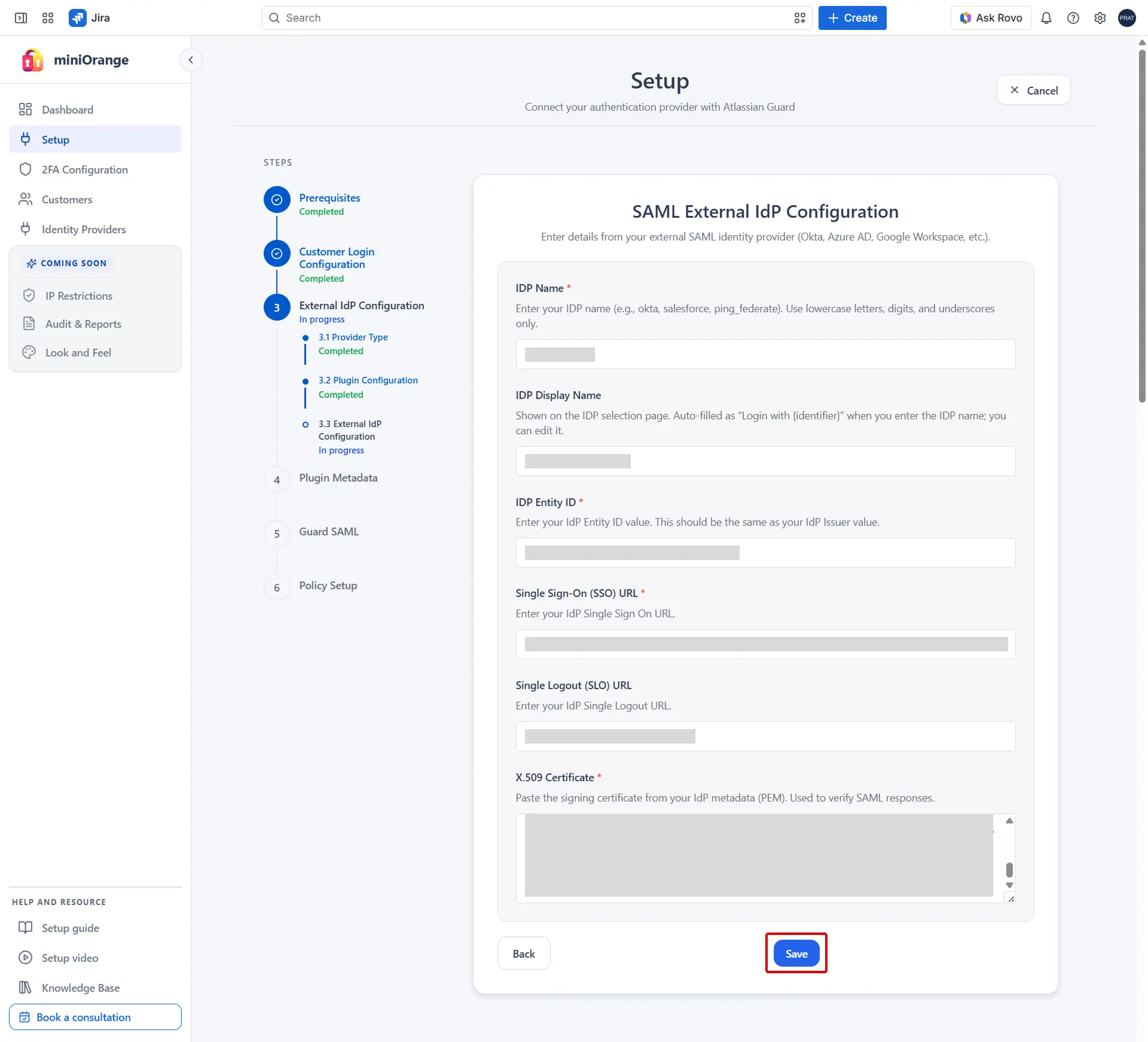 SAML External IdP Configuration in Plugin