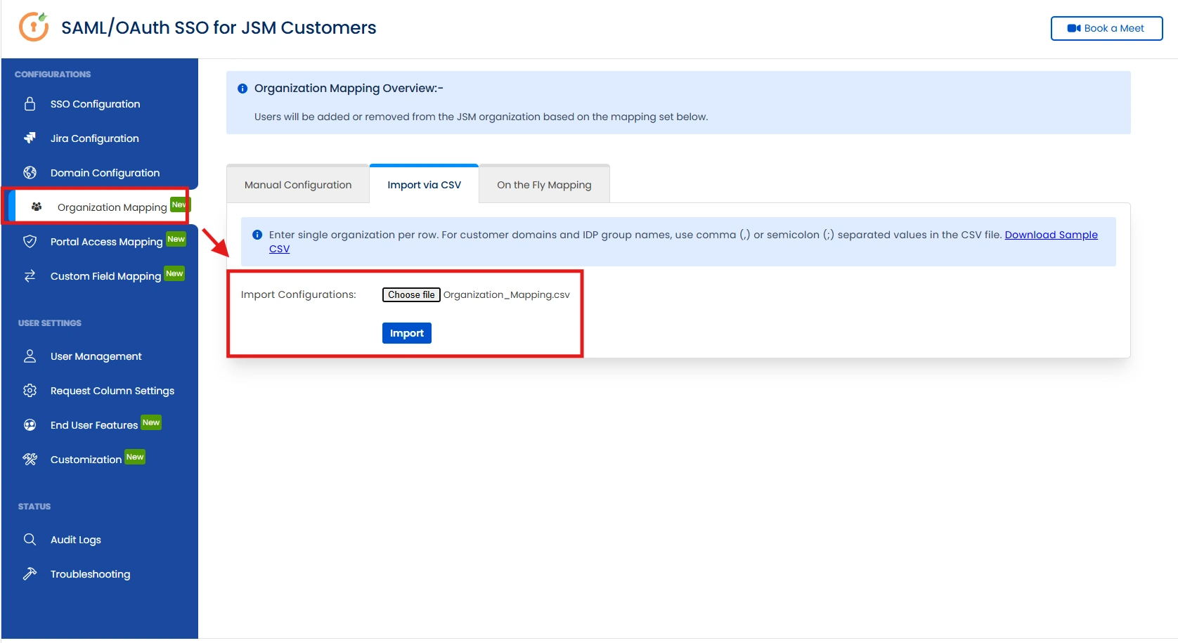 CSV Import for Bulk Organization Mapping