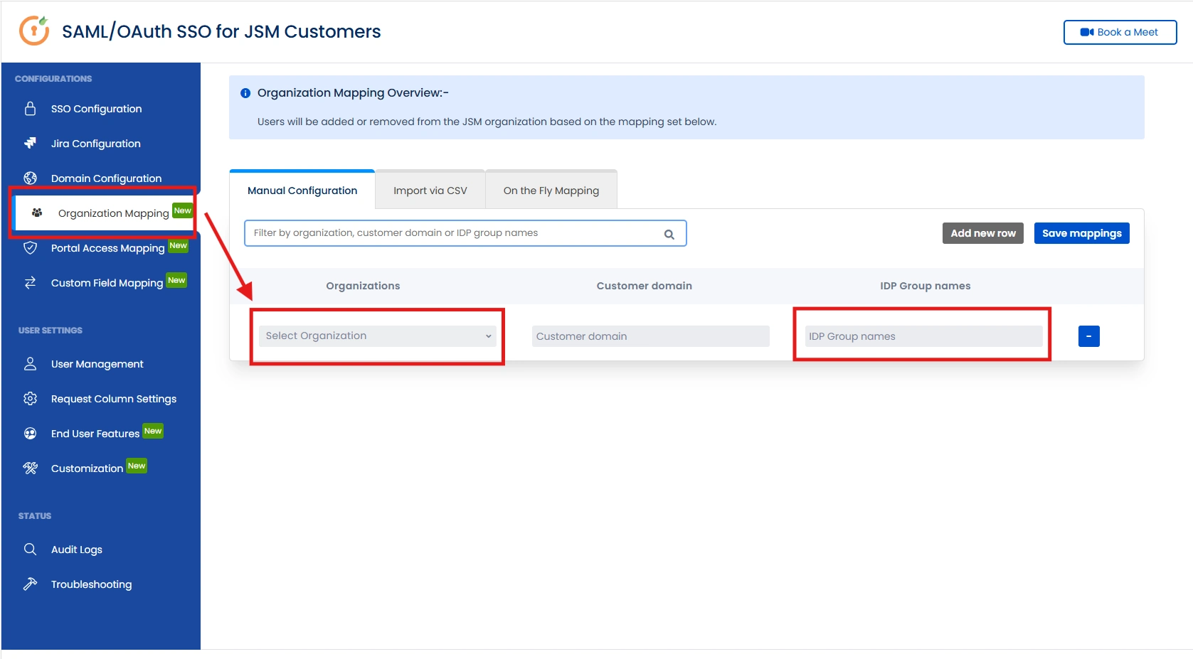 IDP Group-Based Organization Mapping configuration