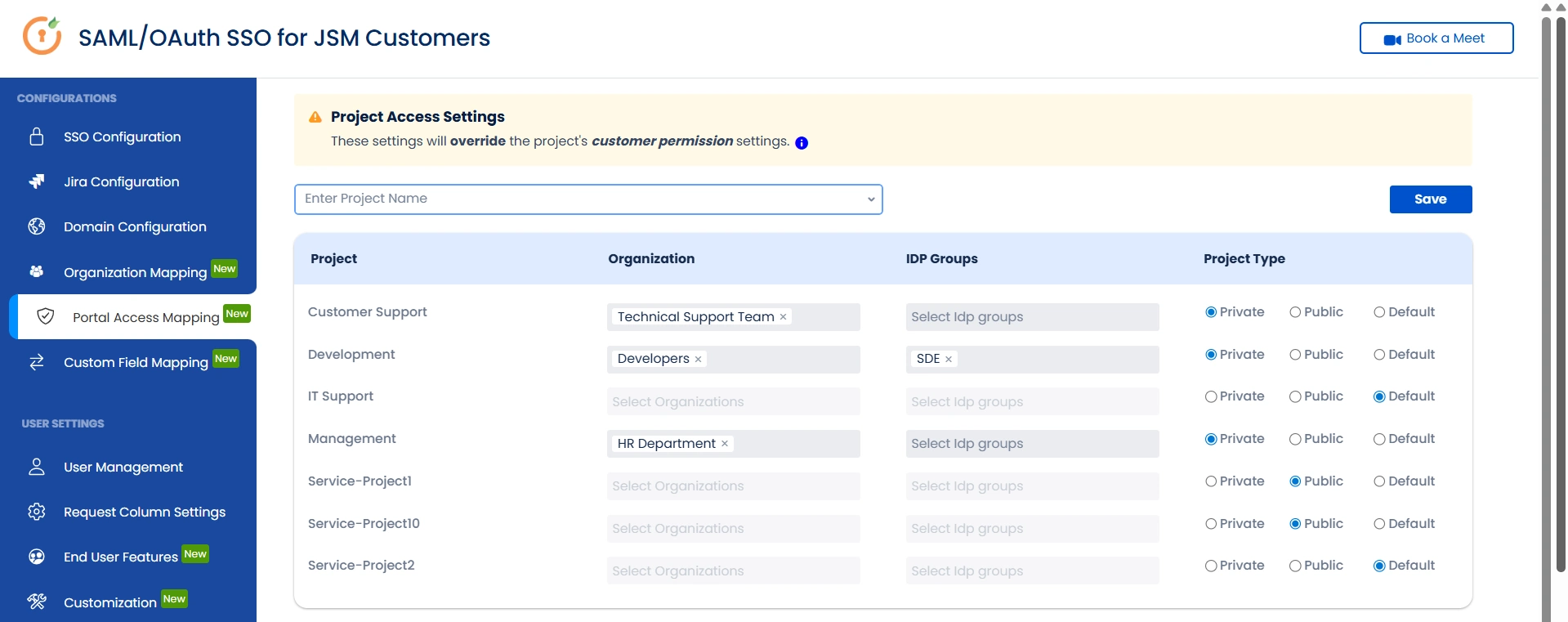 Private Restricted Portal Access Based on Mapping