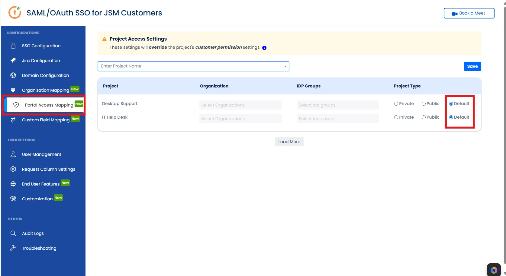 Default Jira-Based Portal Access Control