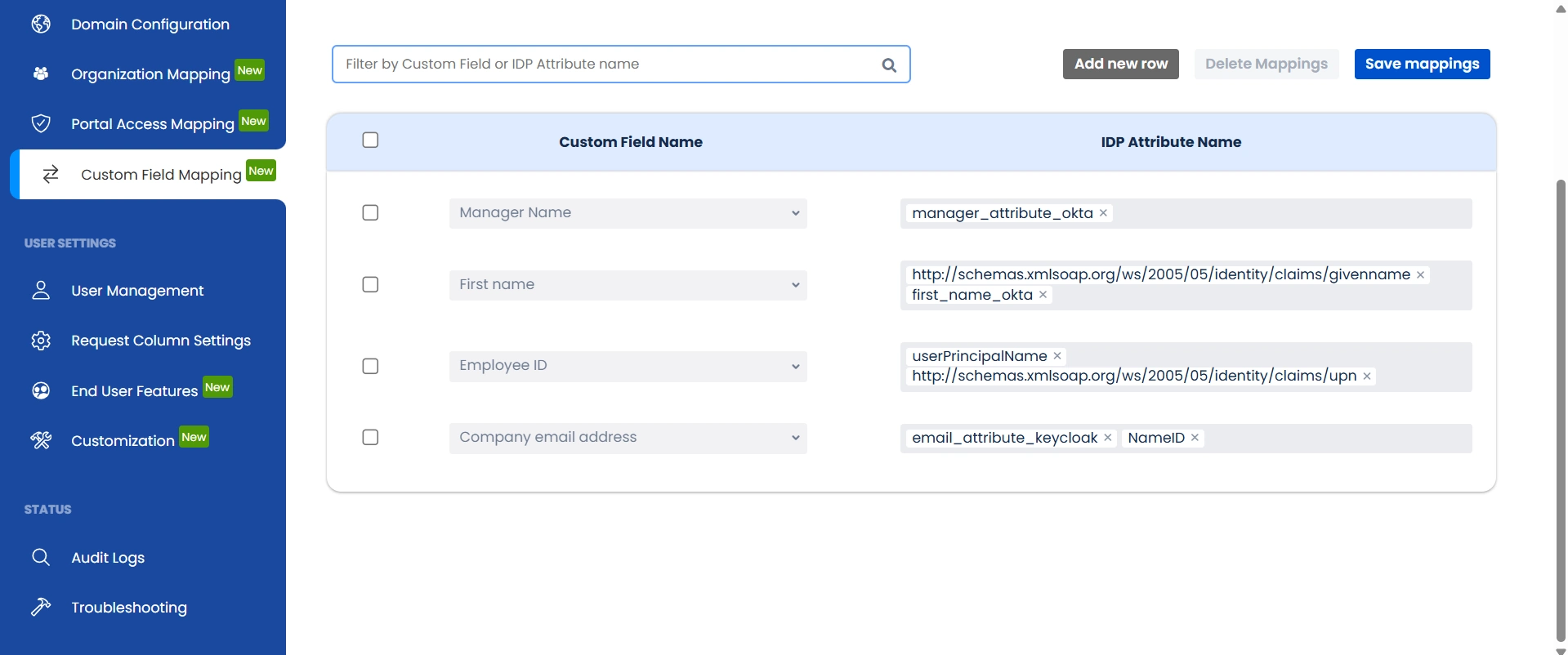 IDP attributes mapped to JSM custom fields for agent context