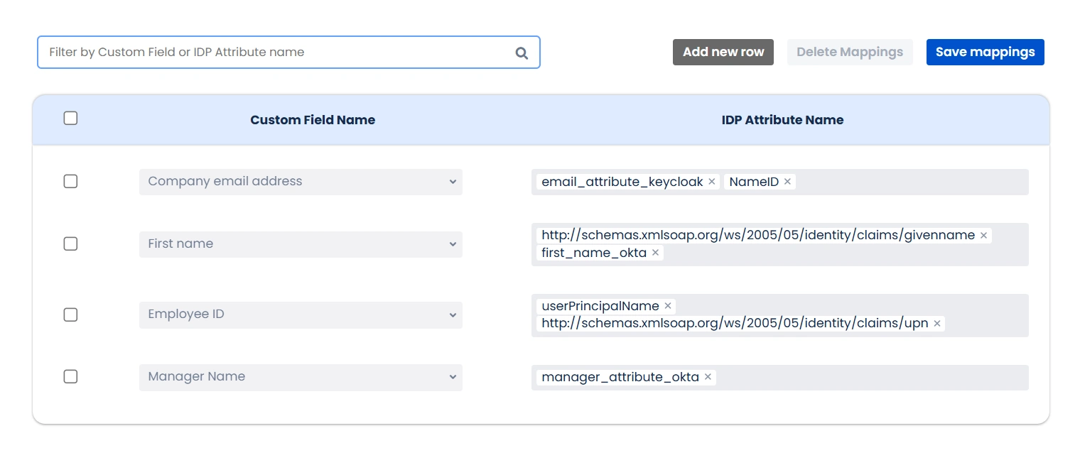 Manager custom field mapped to IDP manager attribute