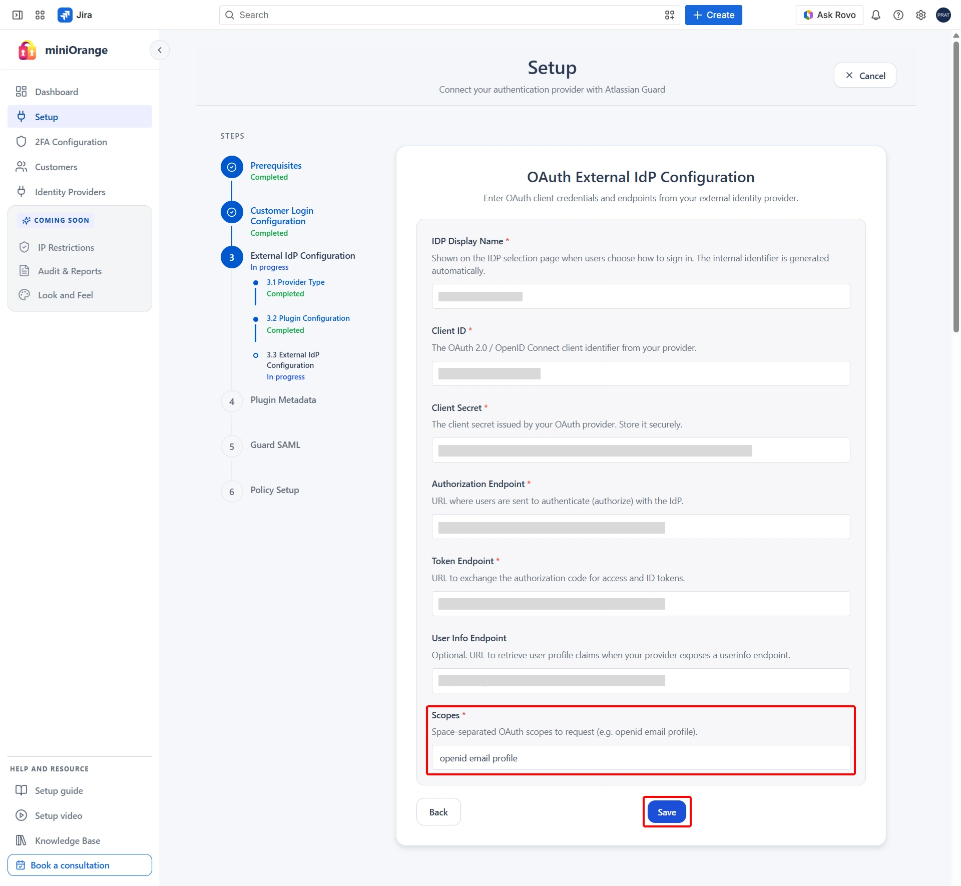 OAuth External IdP Configuration in Plugin
