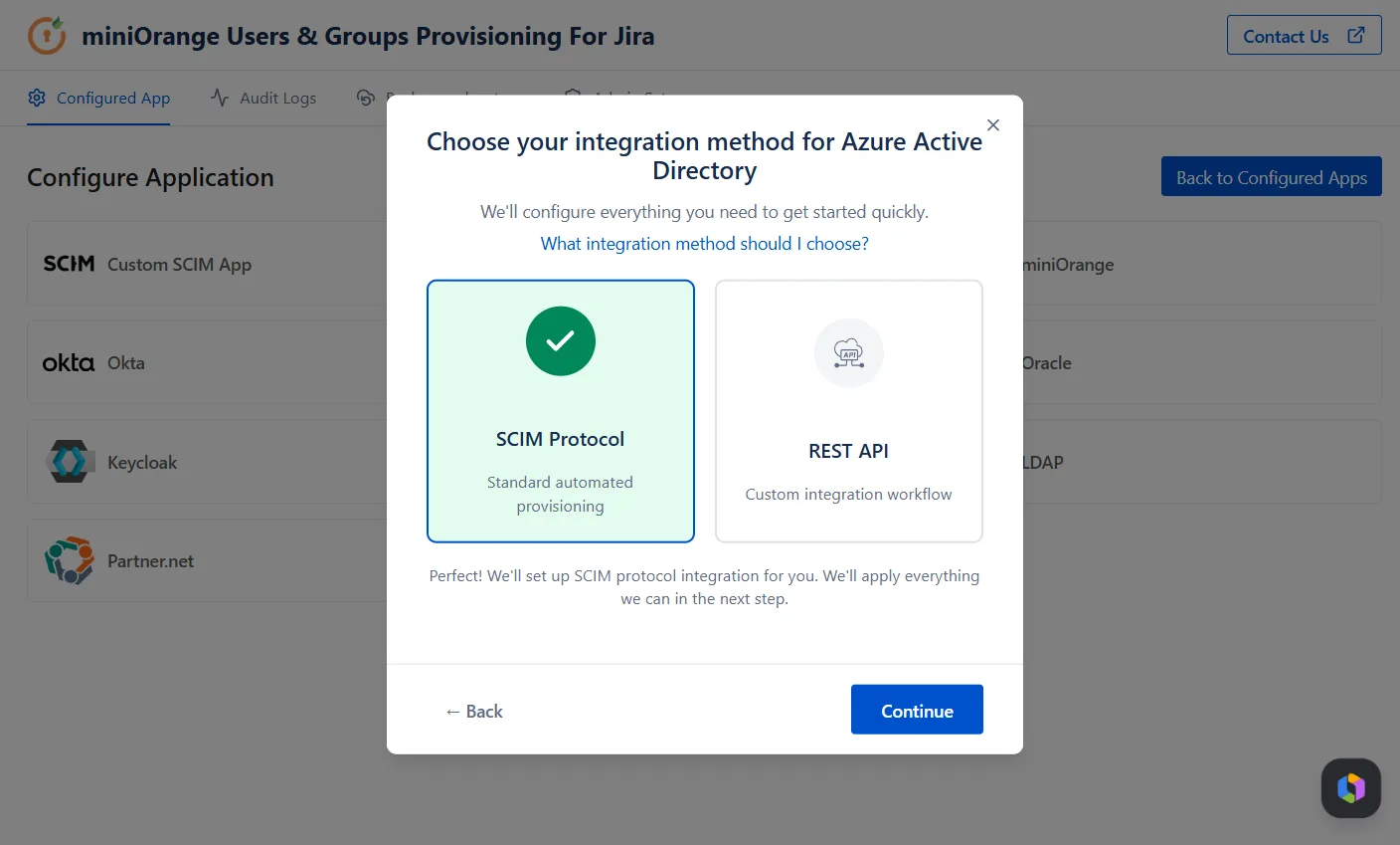 Scim Cloud Choose Integration Method