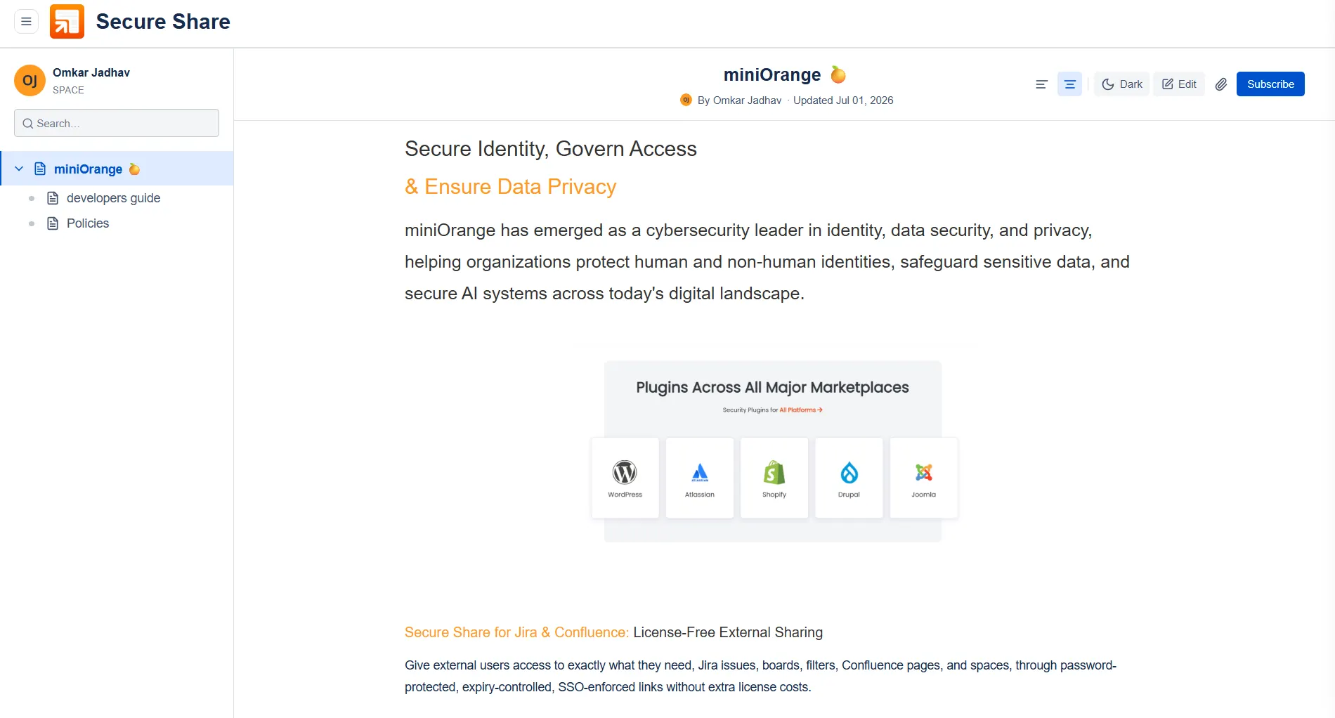 Secure share space