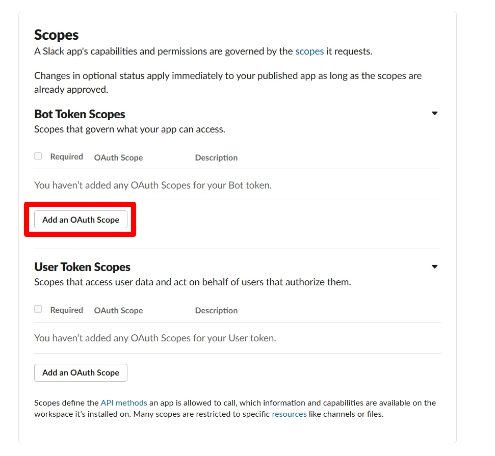 Slack Add an OAuth Scope