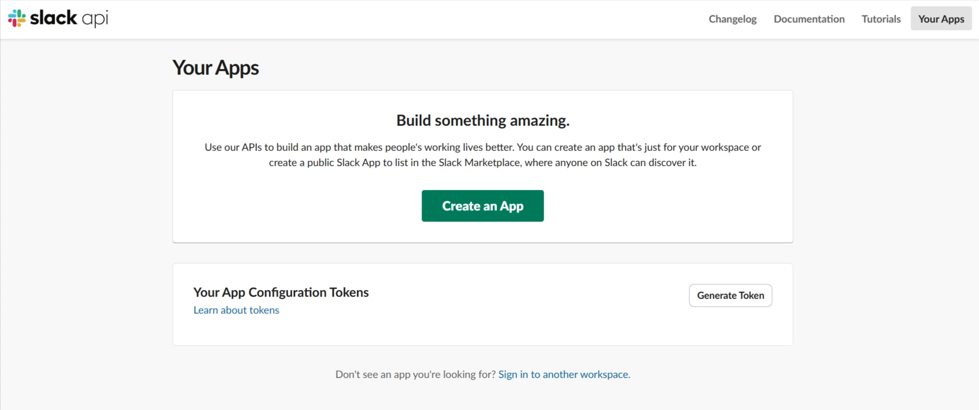 Slack Create App