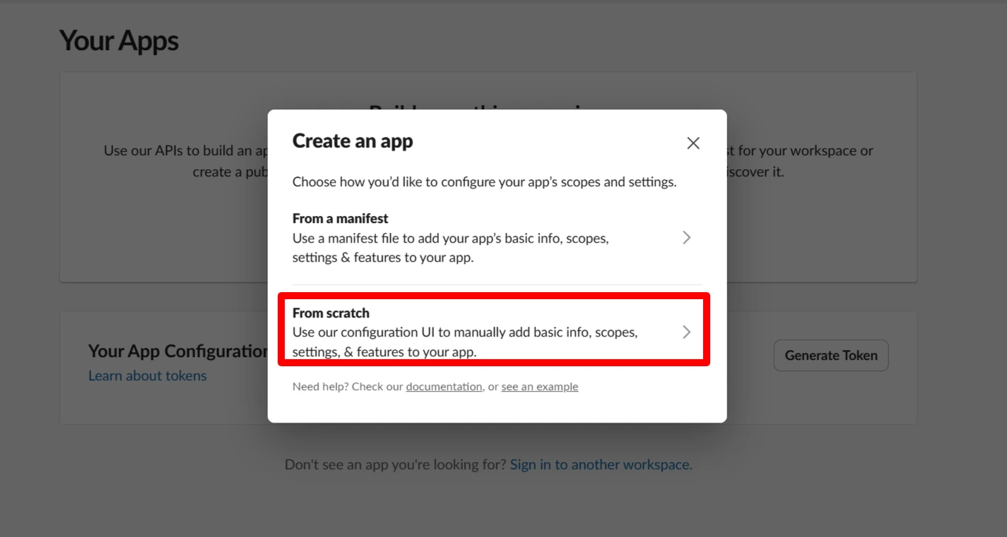 Slack Create App From Scratch