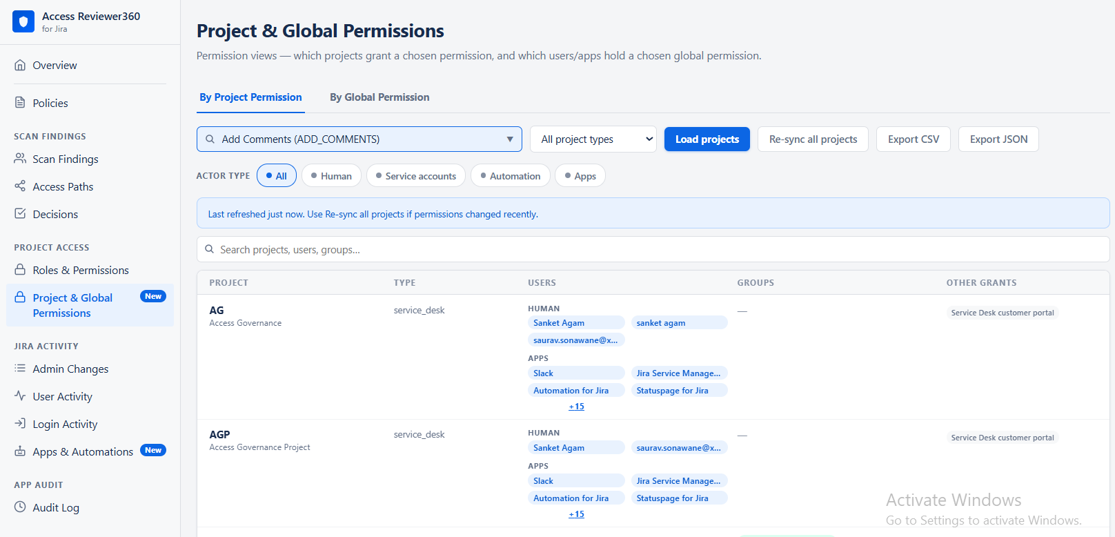 Access Reviewer360 Project Permission