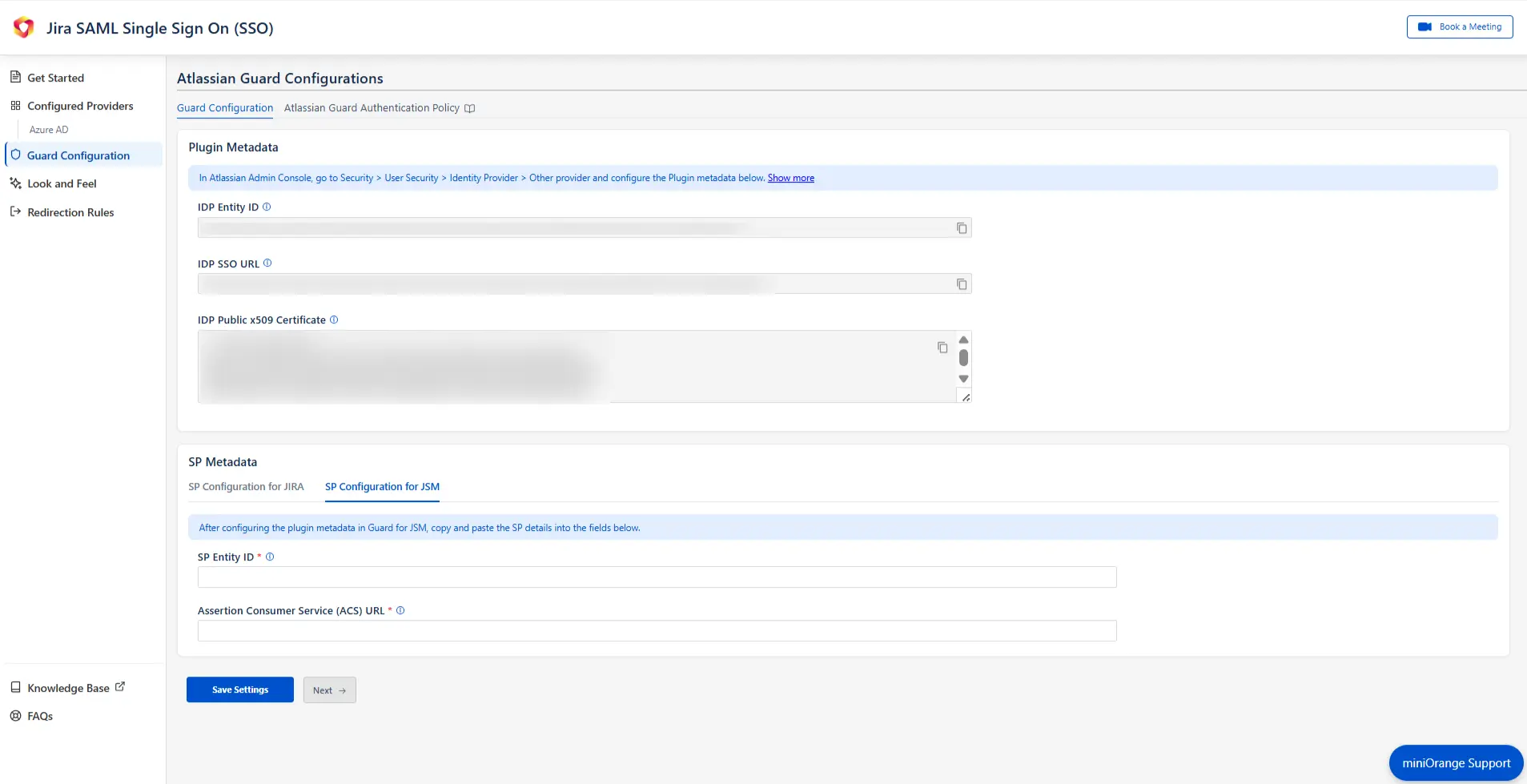 JSM SSO Configure IDP
