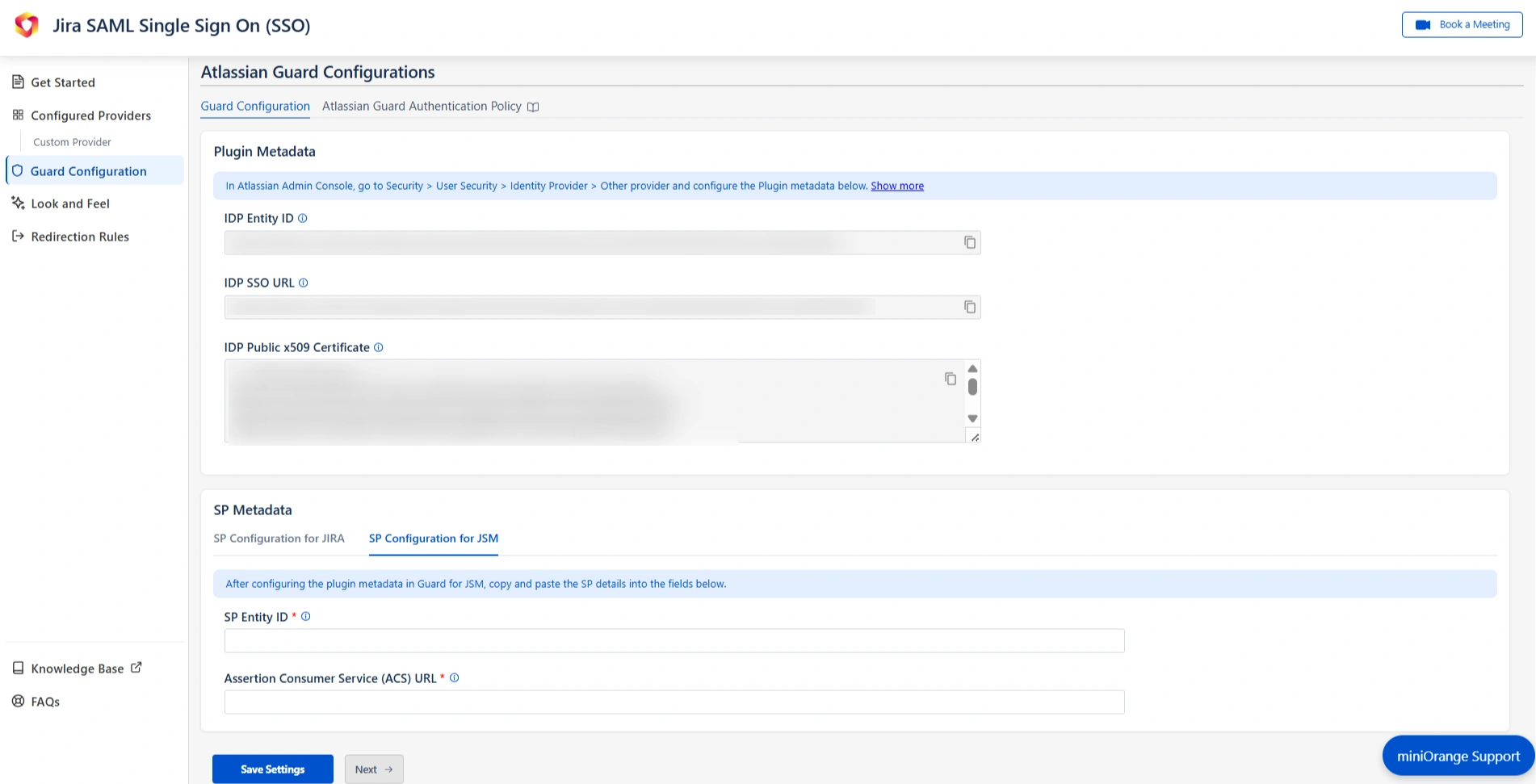JSM SSO Configure IDP