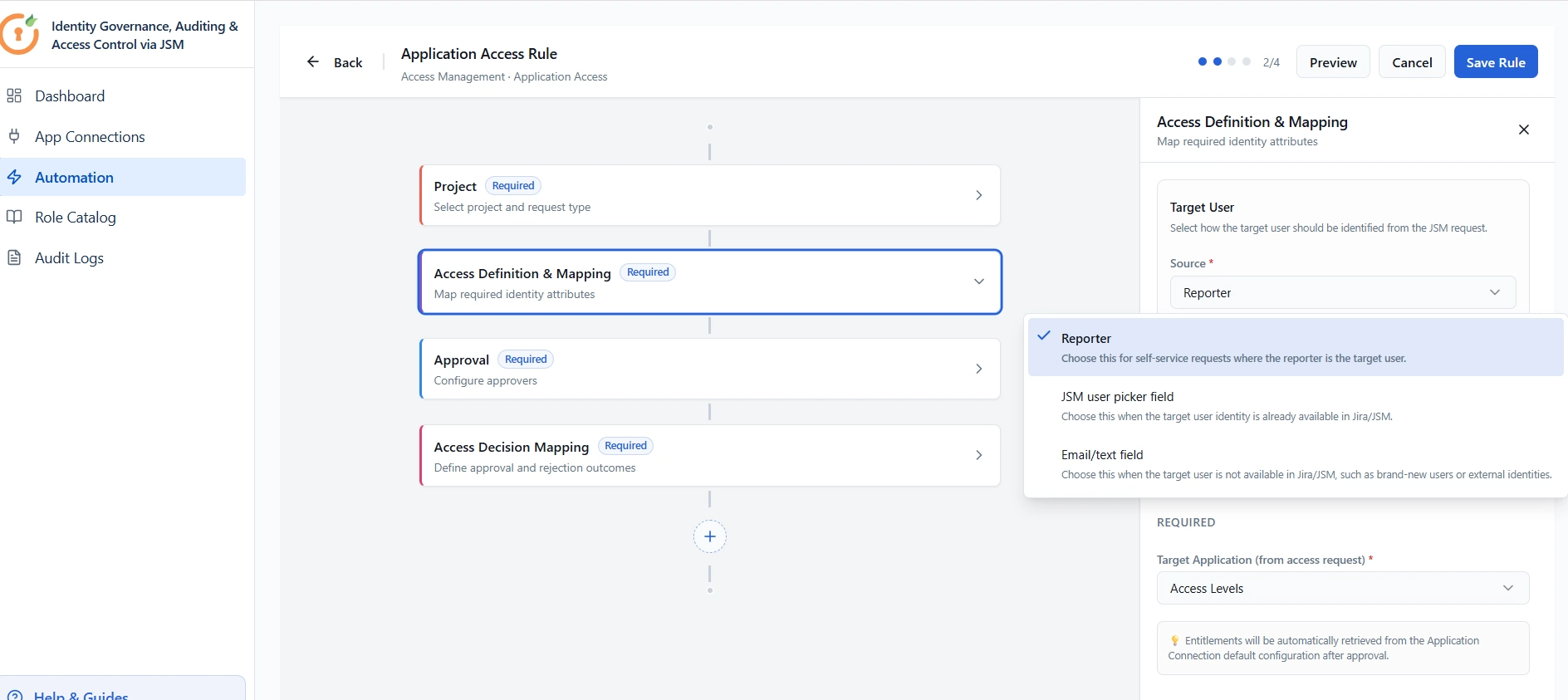 Configure access mapping workflow