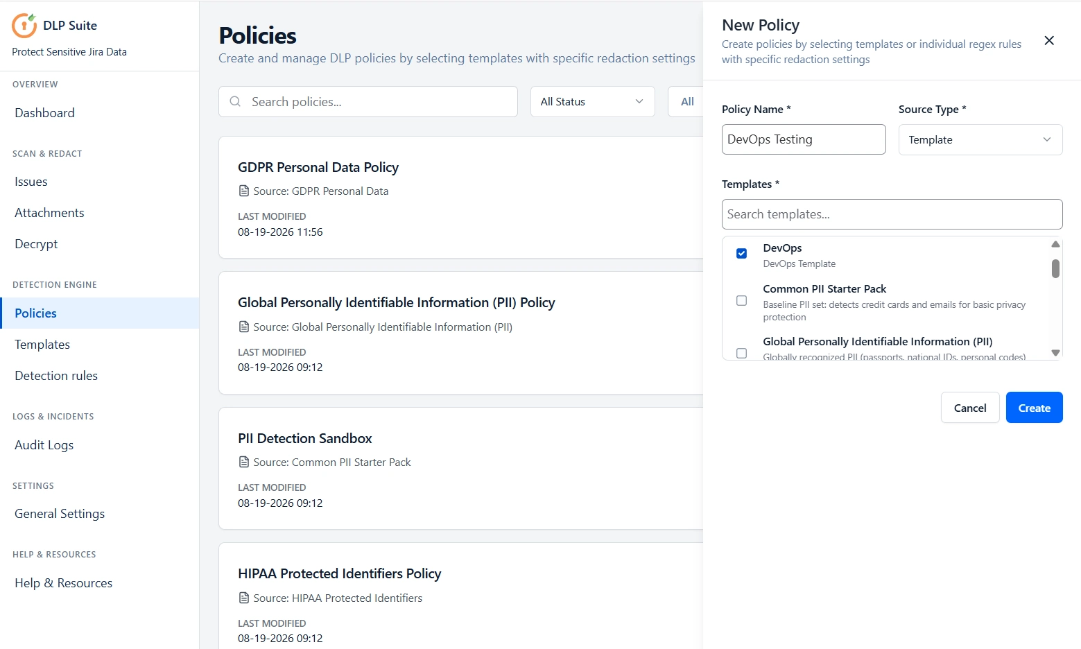 DLP Scanner Policies