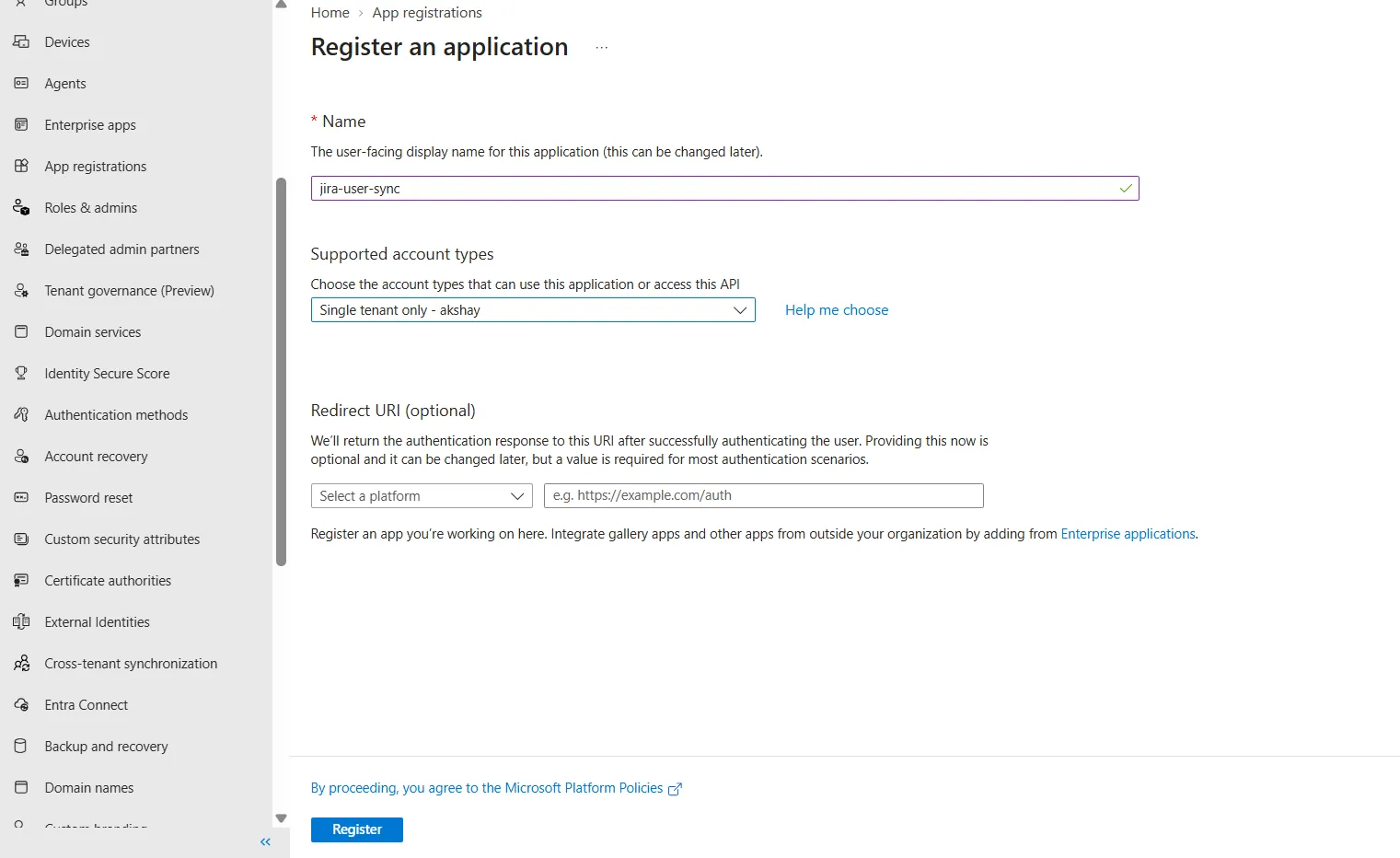 Entra ID Register an Application