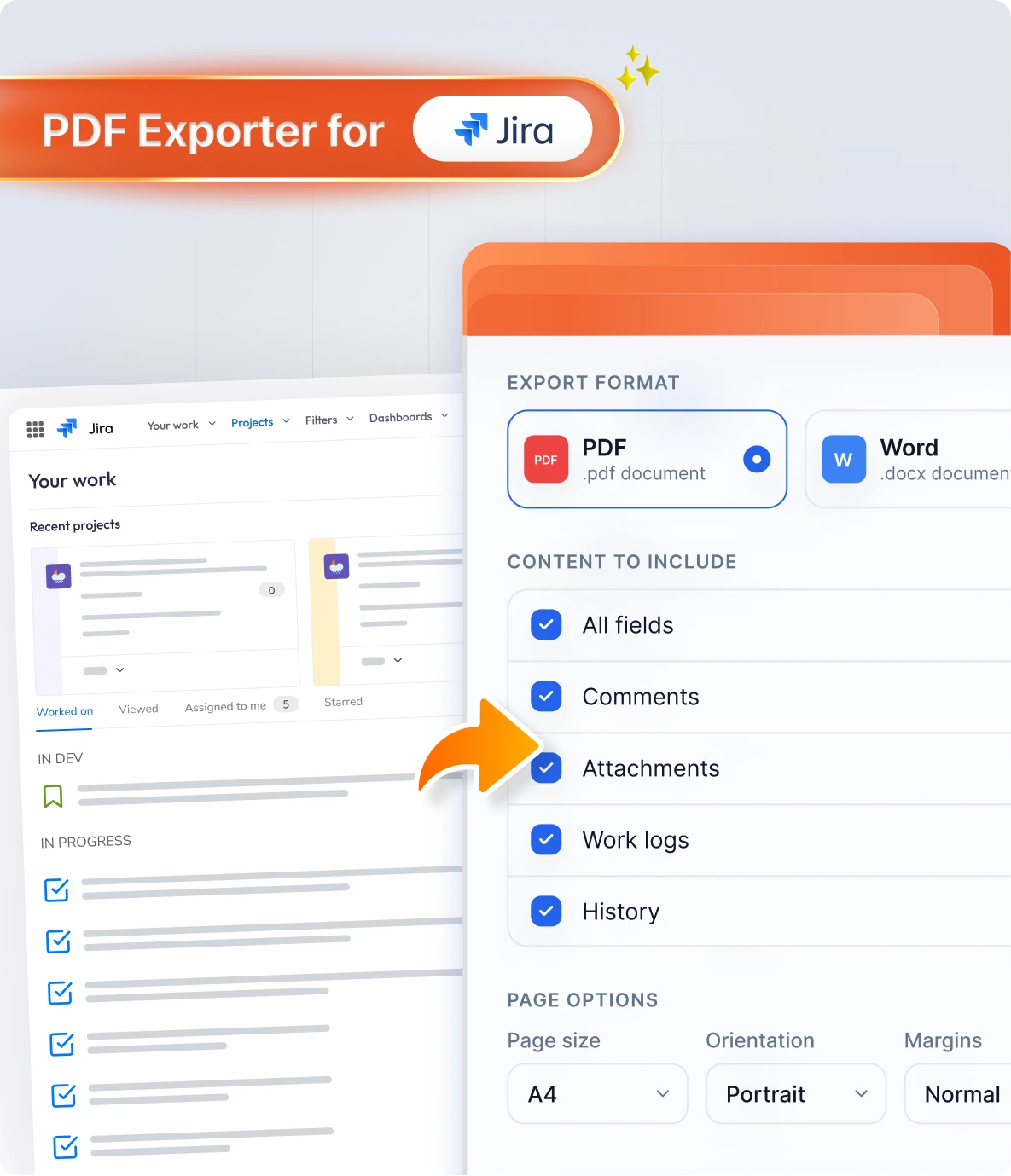 PDF Word Exporter Jira export features