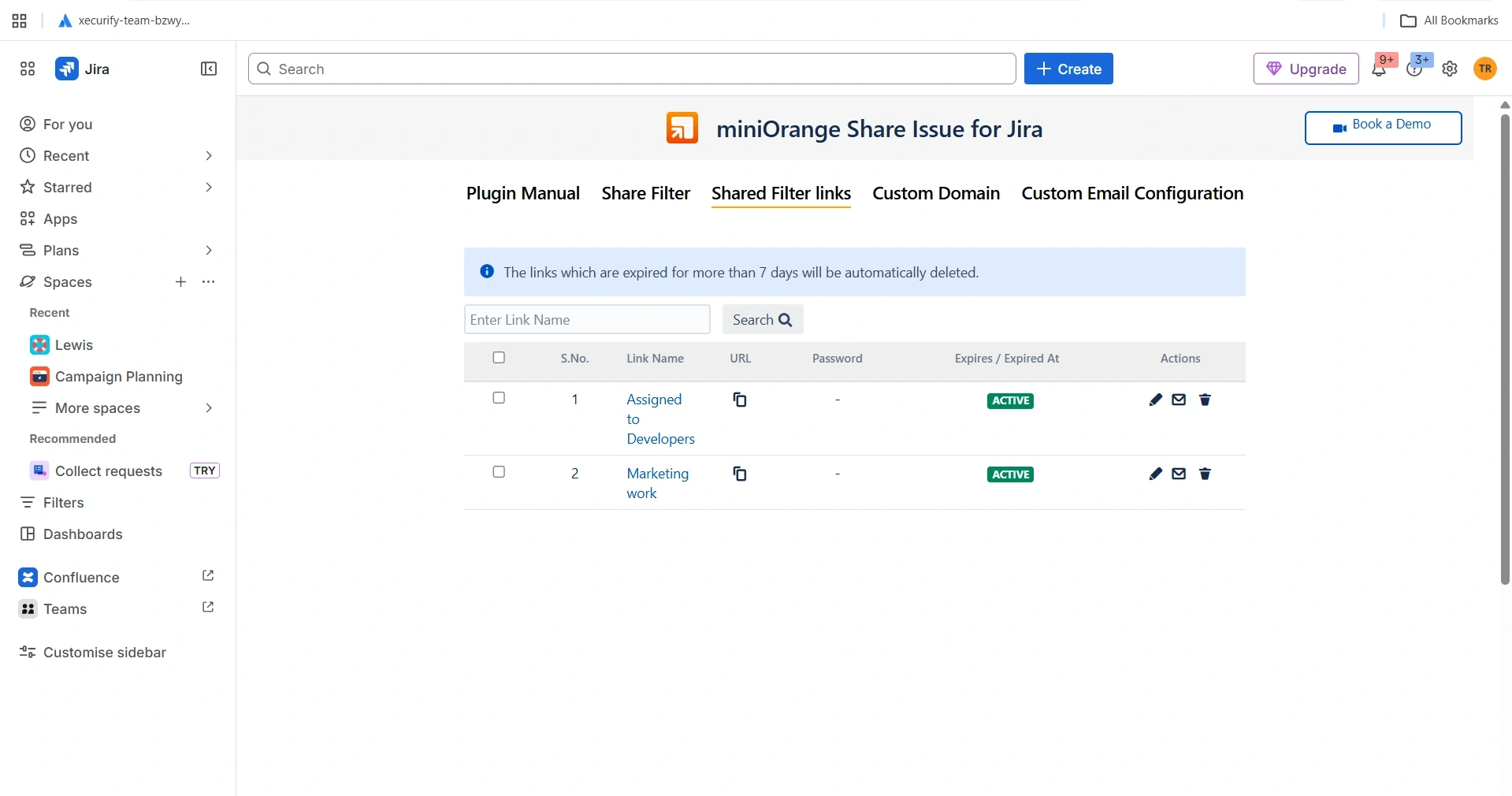 jira secure share cloud email links