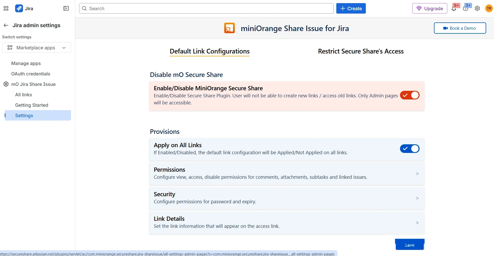 jira secure share cloud email links