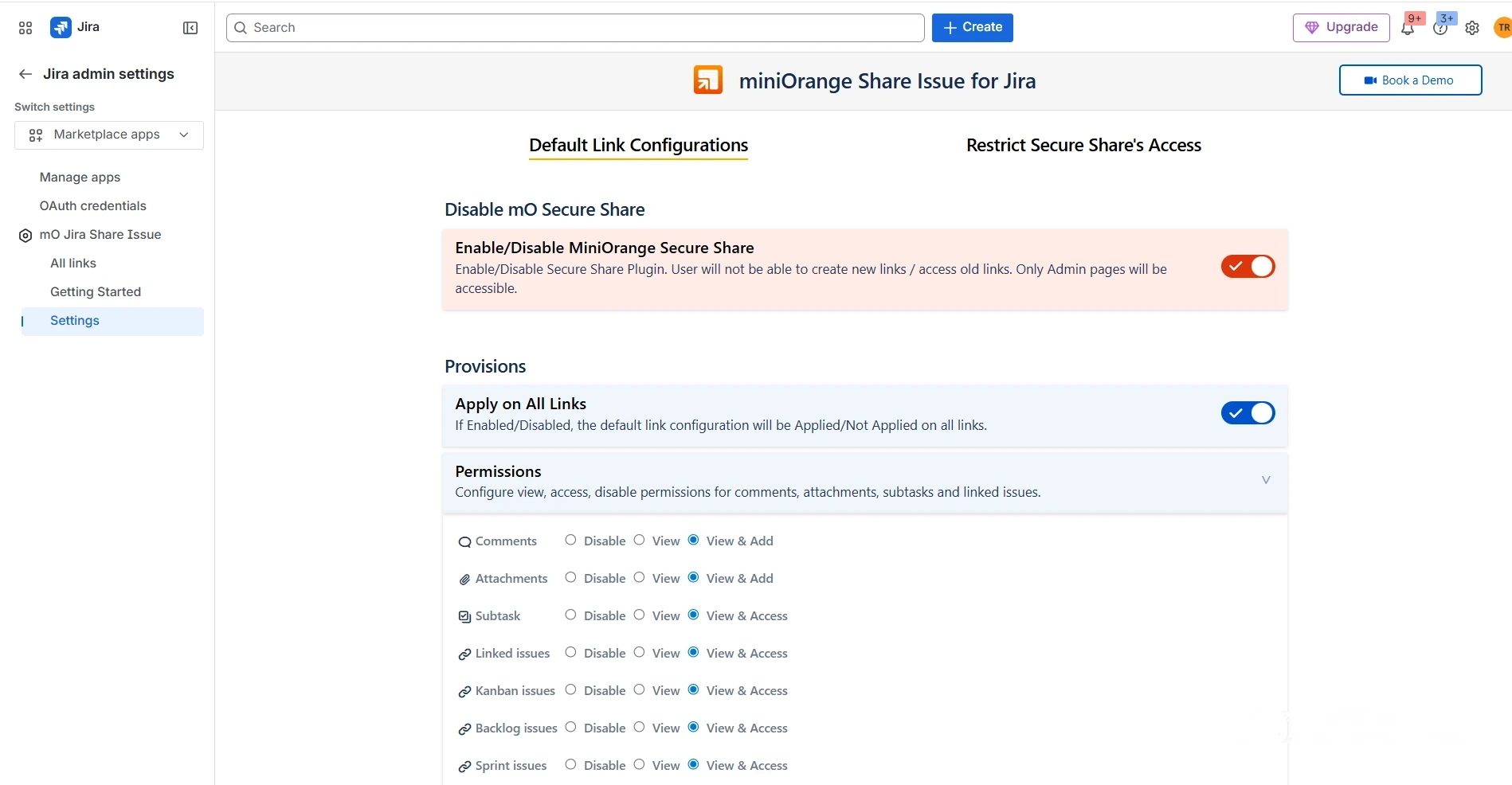 jira secure share cloud email links