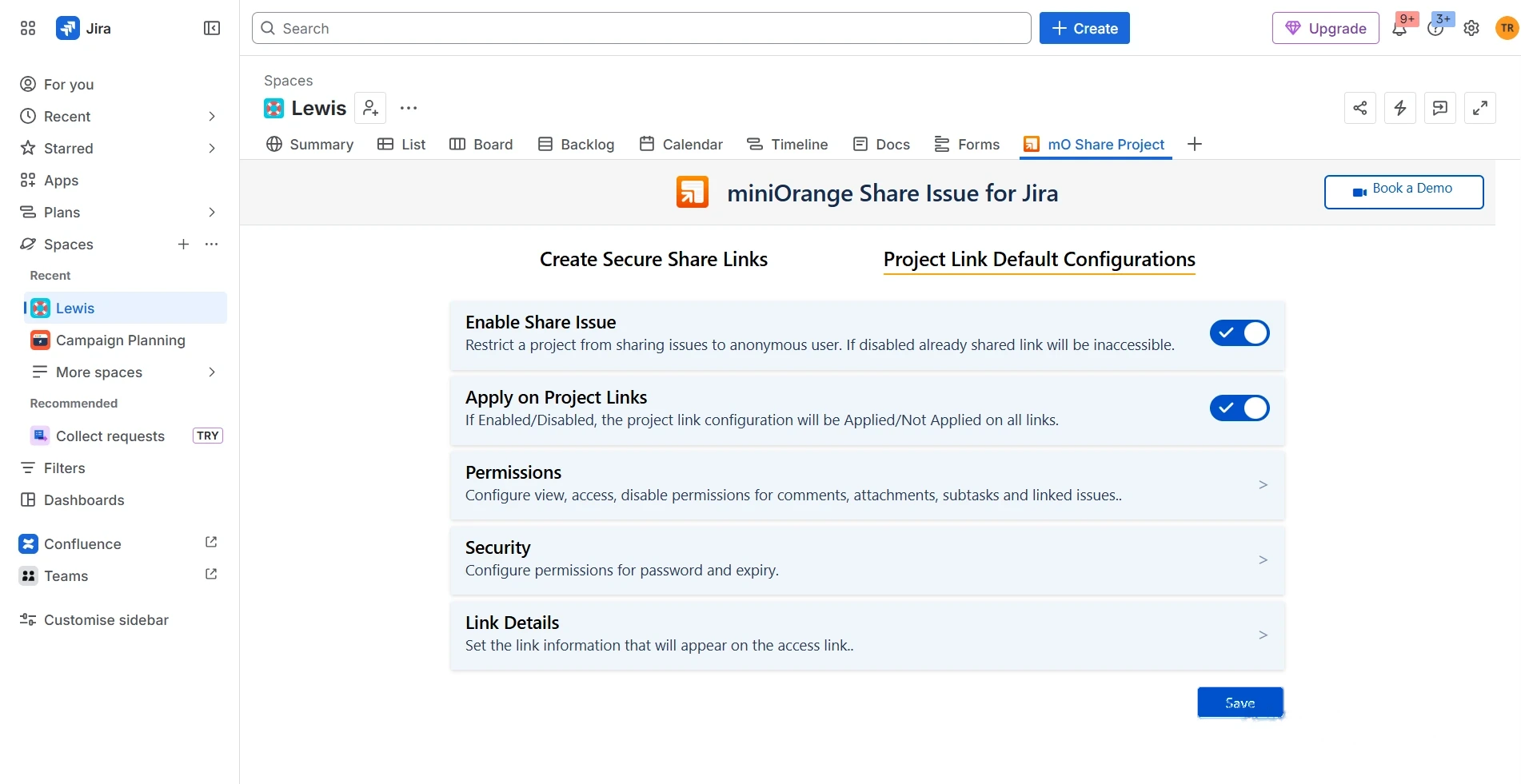 jira secure share cloud email links