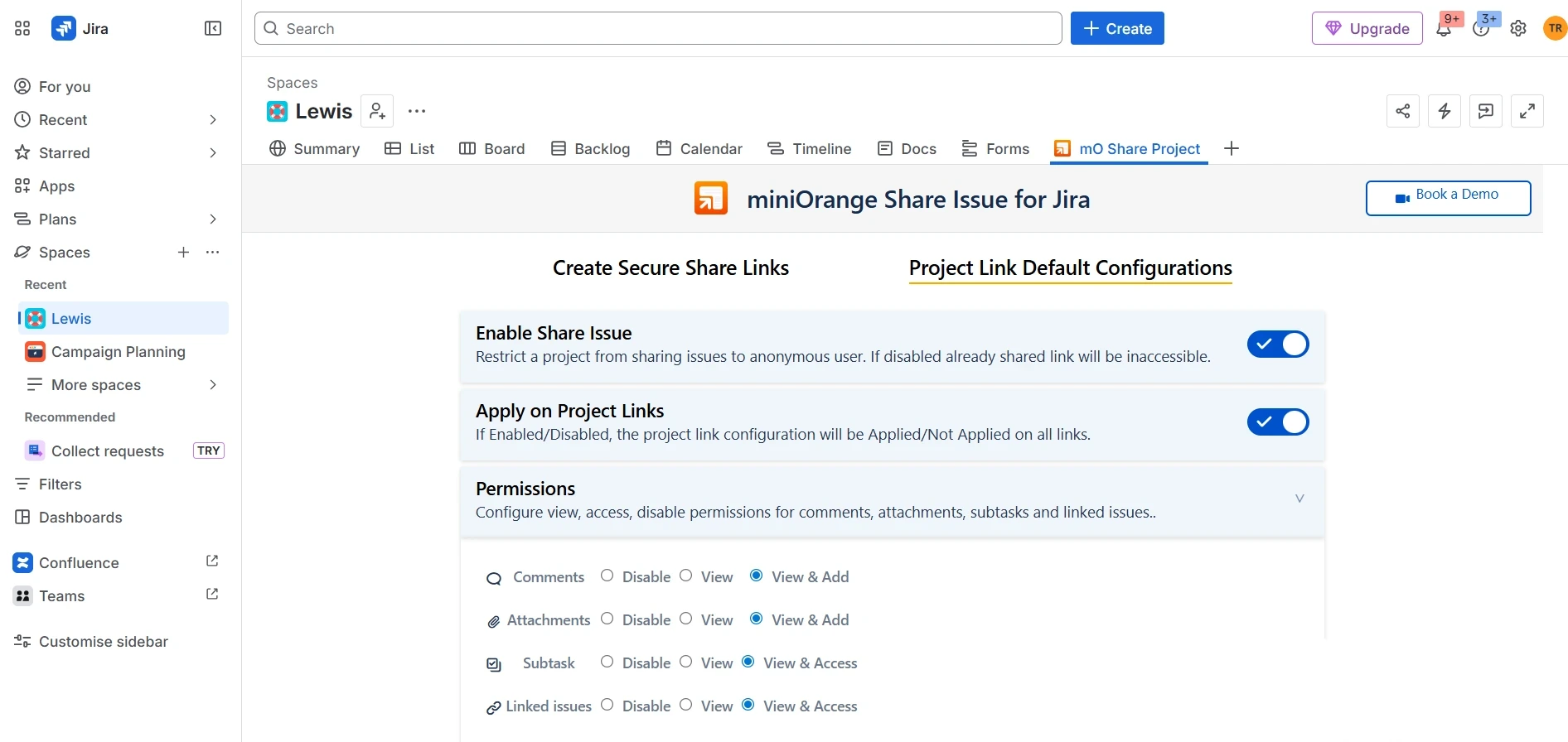 jira secure share cloud email links