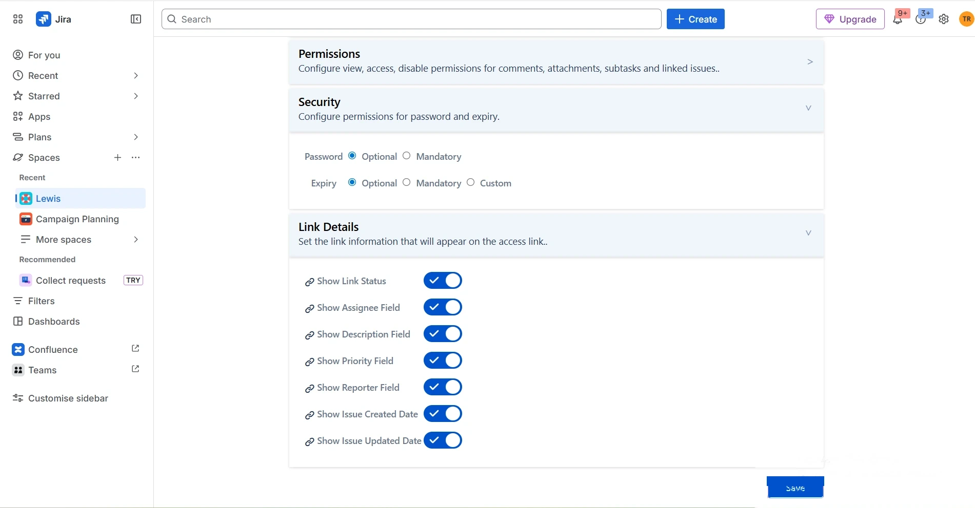jira secure share cloud email links