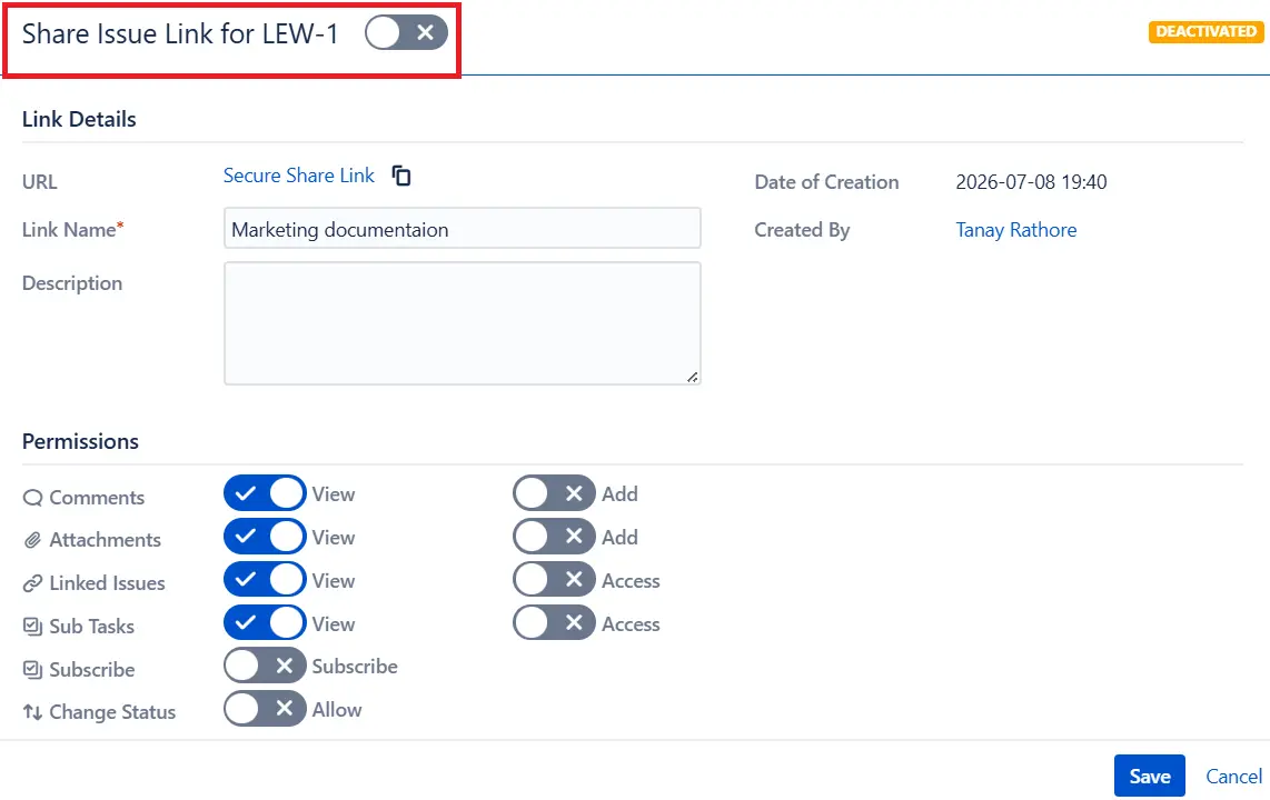 jira secure share cloud email links
