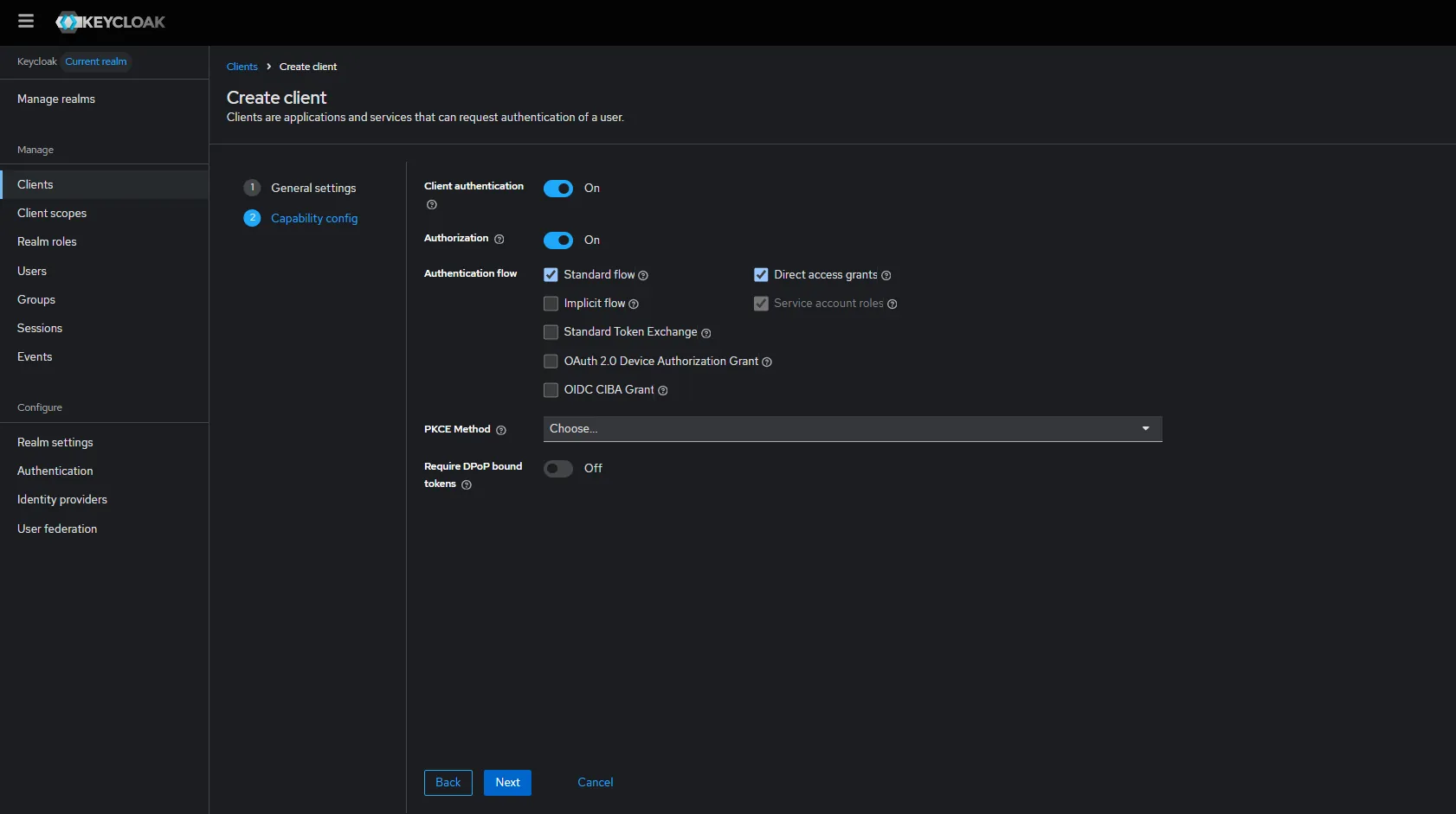 Keycloak Create Client General Settings