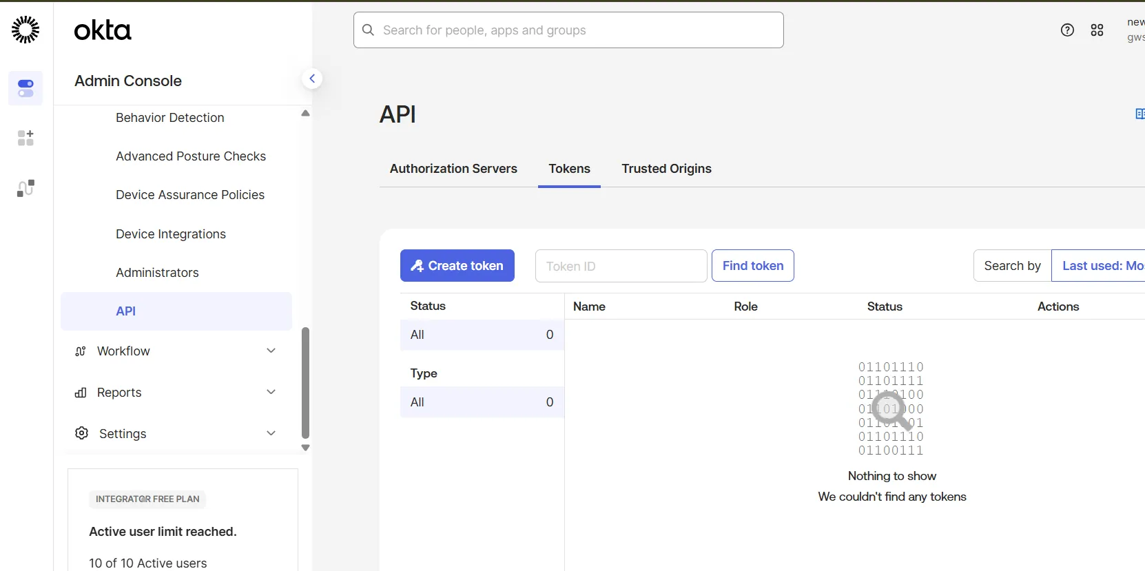 Okta API Tokens