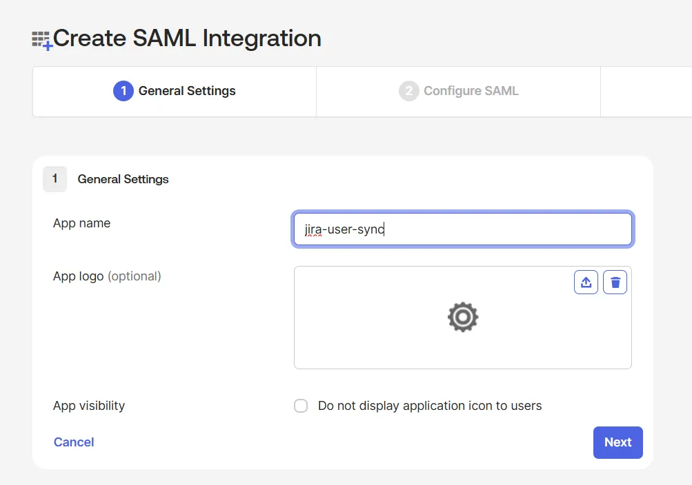 Create SAML Integration General Settings
