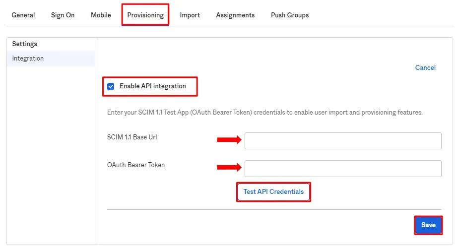 Provisioning Enable API Integrations