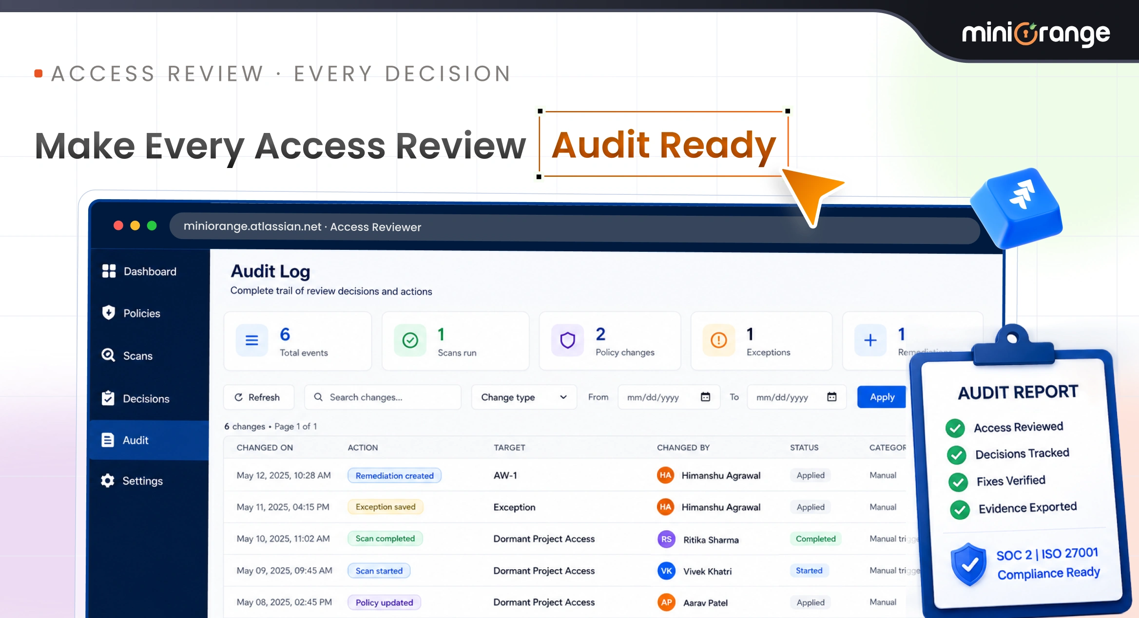 Quarterly Access Reviews and Closed-Loop SOC 2 / ISO 27001 Compliance for Jira