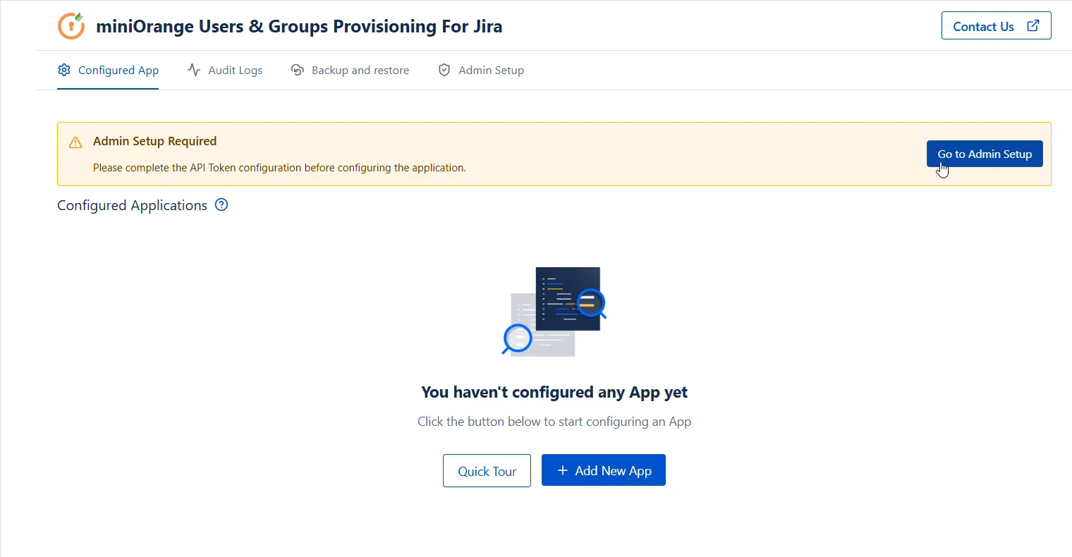 Admin Setup Button