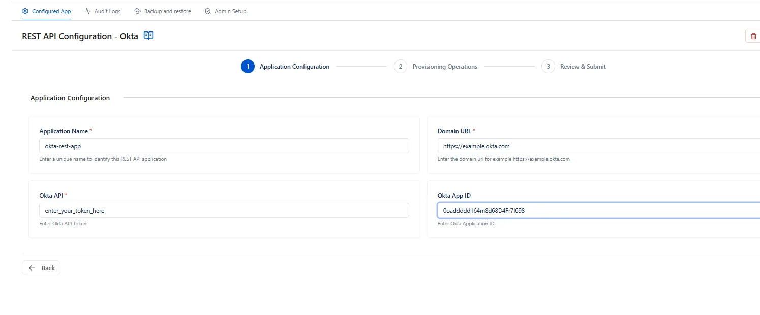 Okta REST API Configuration