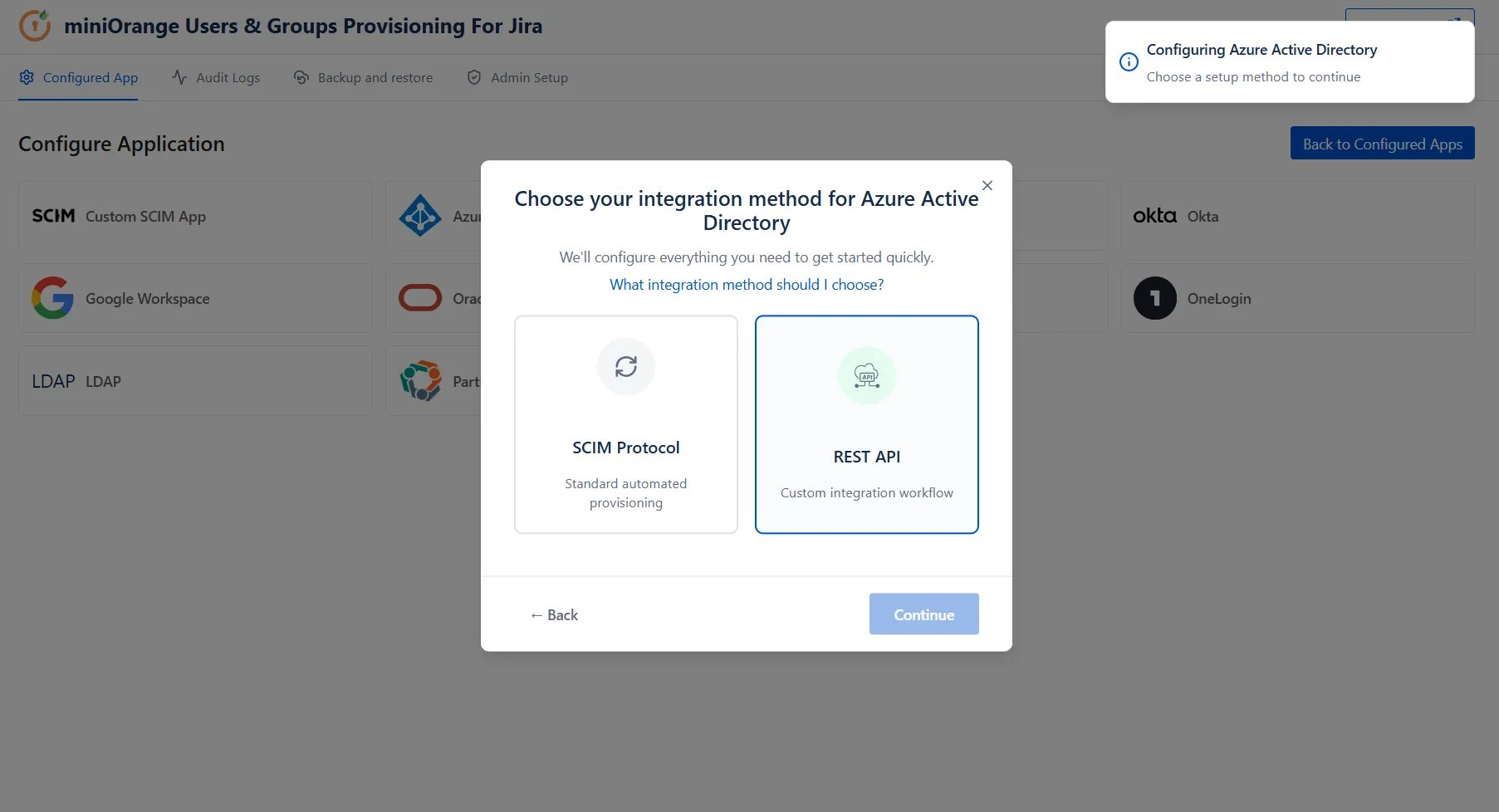 Select Integration for Entra ID