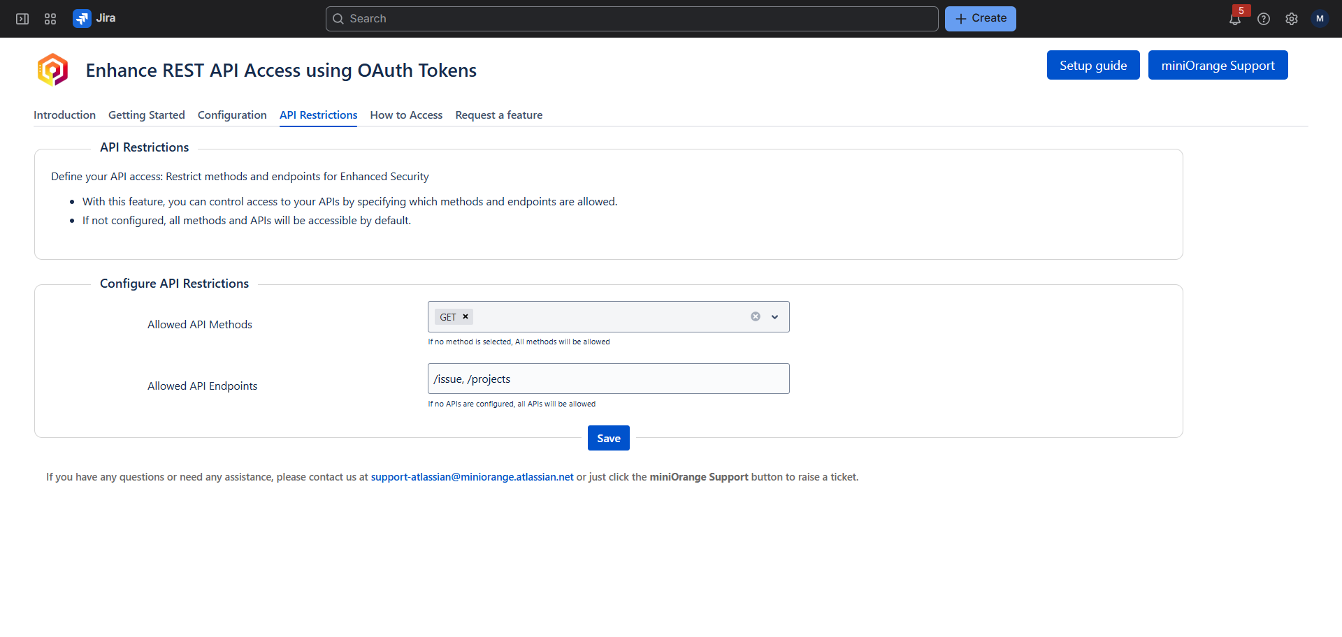 API Restrictions in Enhance REST API Access using OAuth Tokens