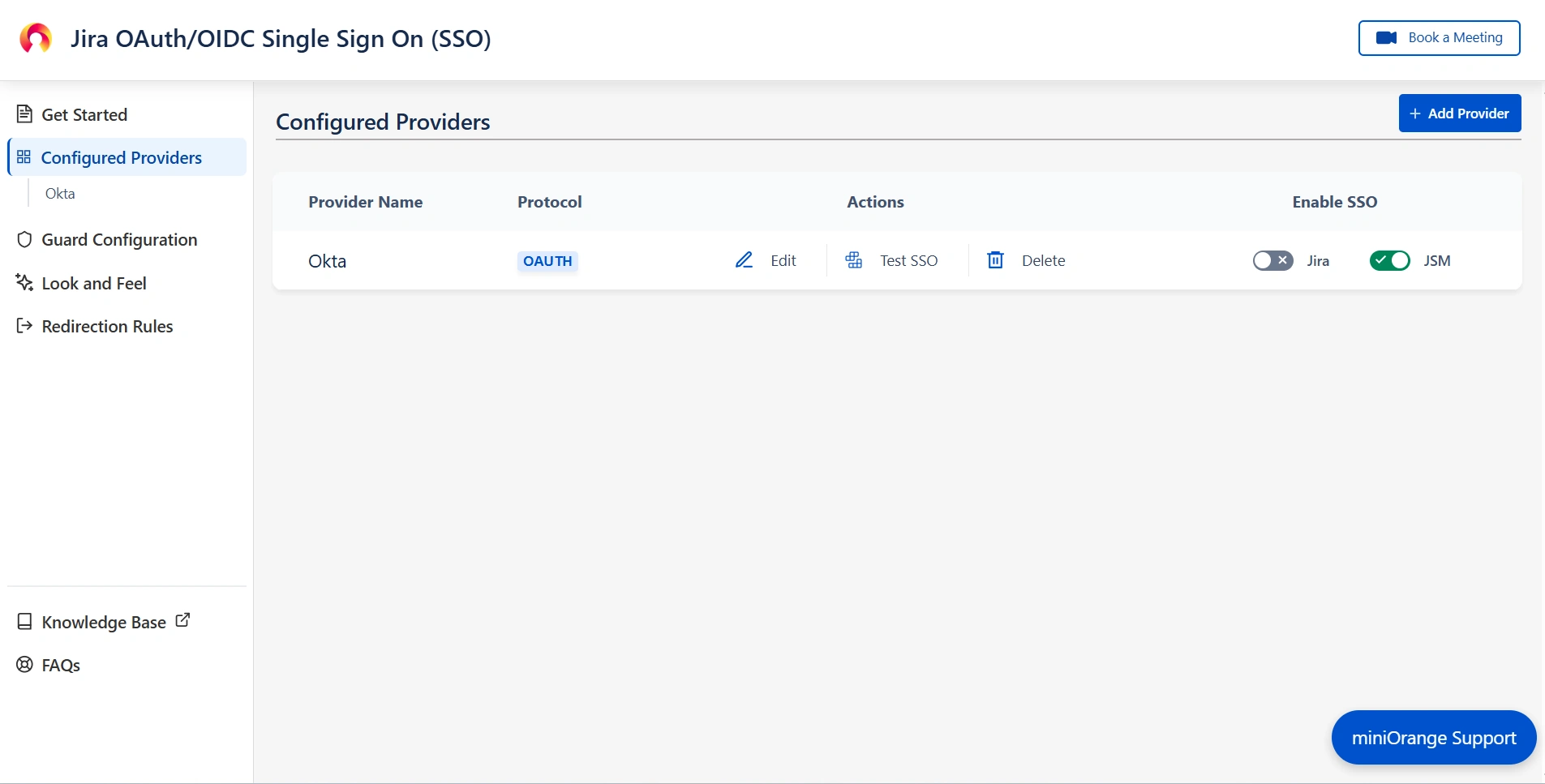 JSM SSO Configure IDP