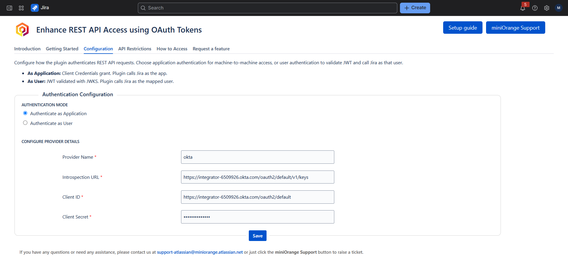 Configure Authenticate as Application