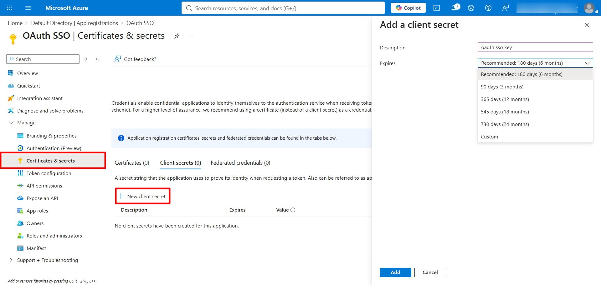 Create Certificates and Secrets in Microsoft Entra ID for Atlassian Jira