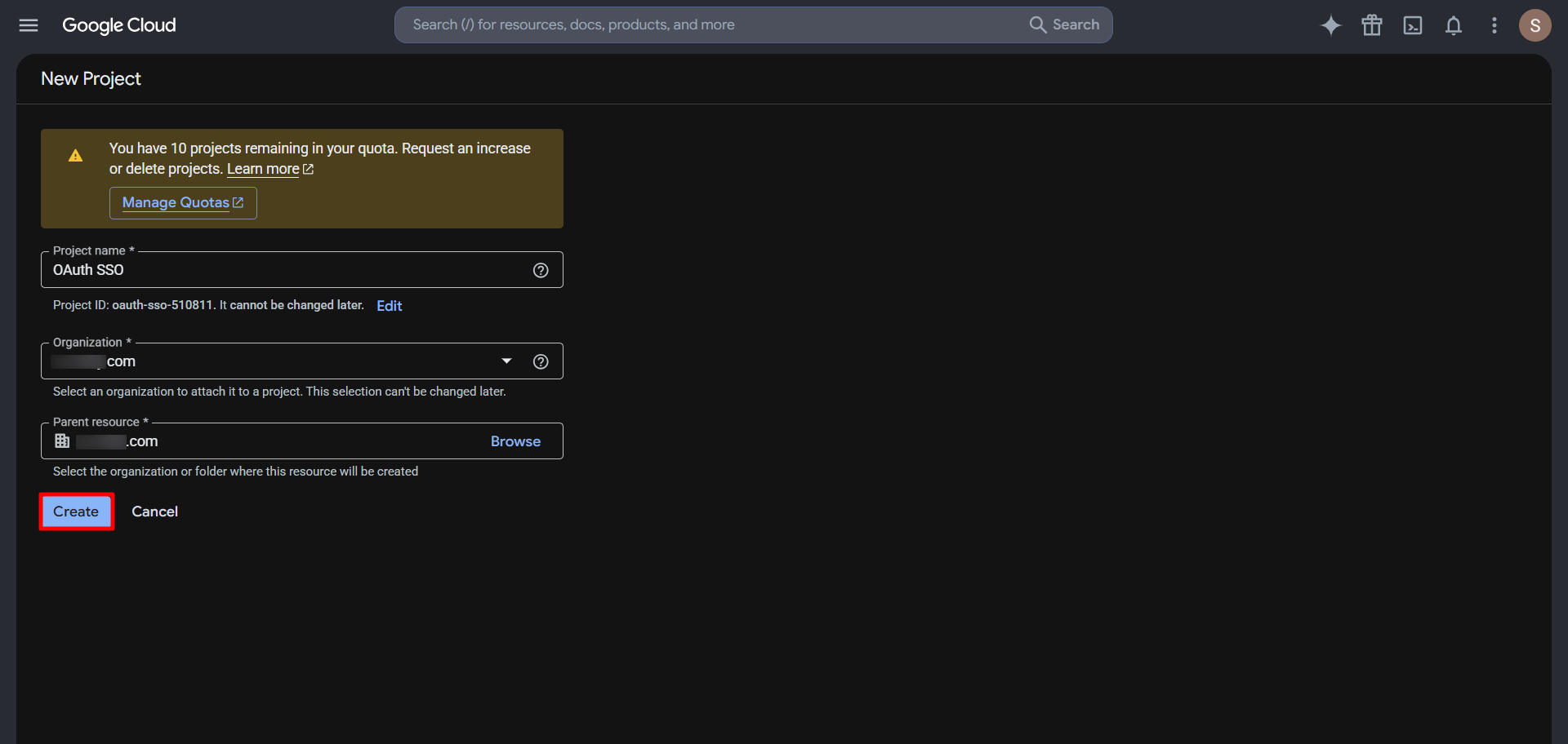 OAuth/OpenID/OIDC Single Sign On (SSO), Google Apps SSO Login Create New Project