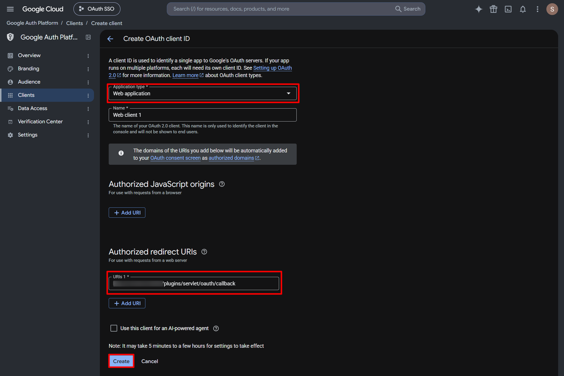 OAuth/OpenID/OIDC Single Sign On (SSO), Google Apps SSO Login Create OAuth Client ID