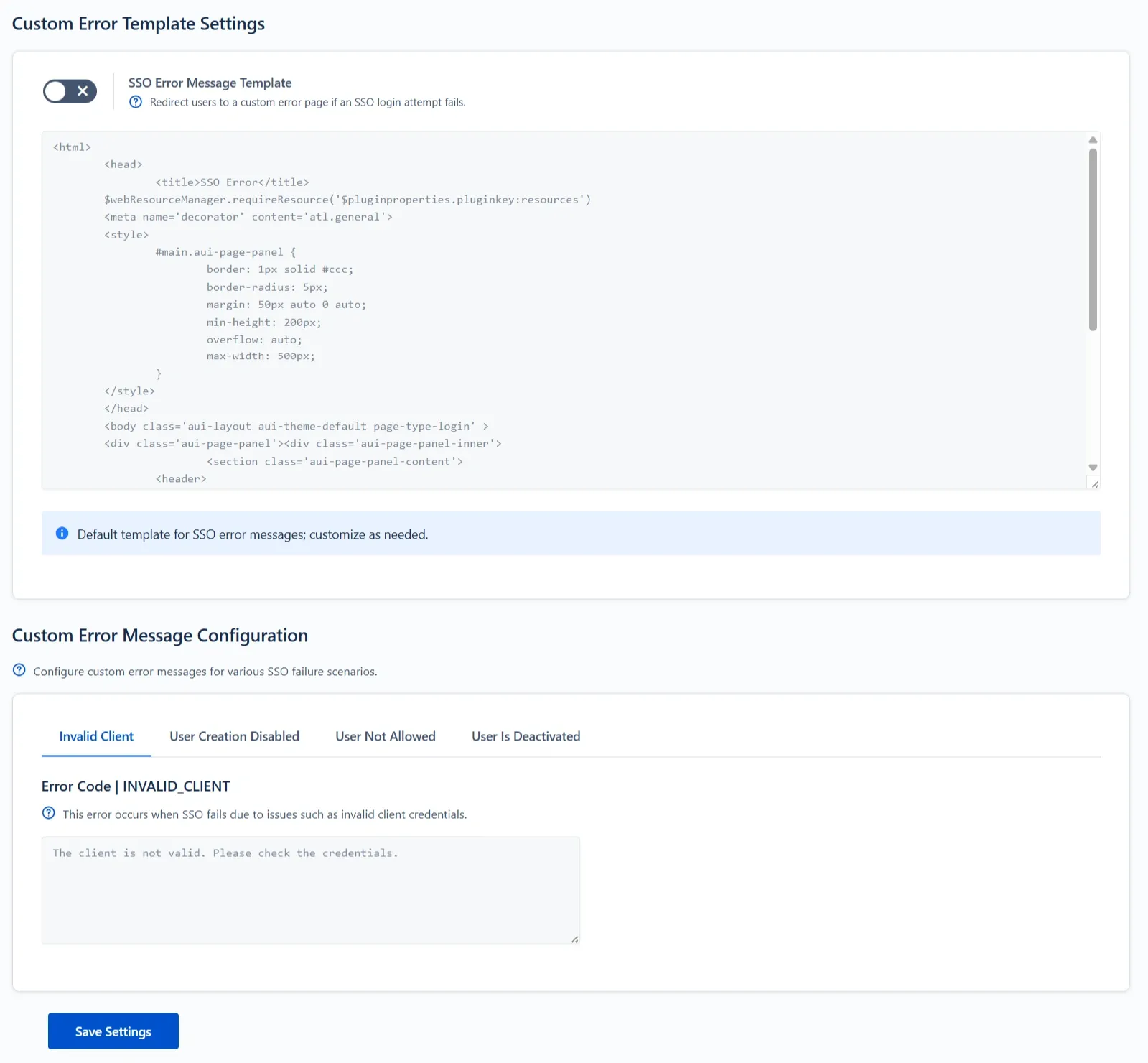 Jira OAuth SSO Error Message