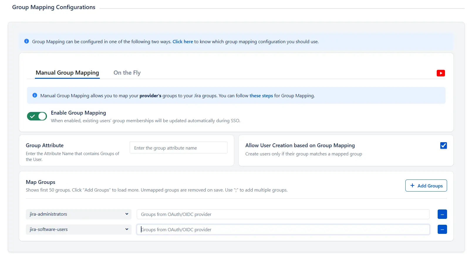 OAuth Manual Group Mapping
