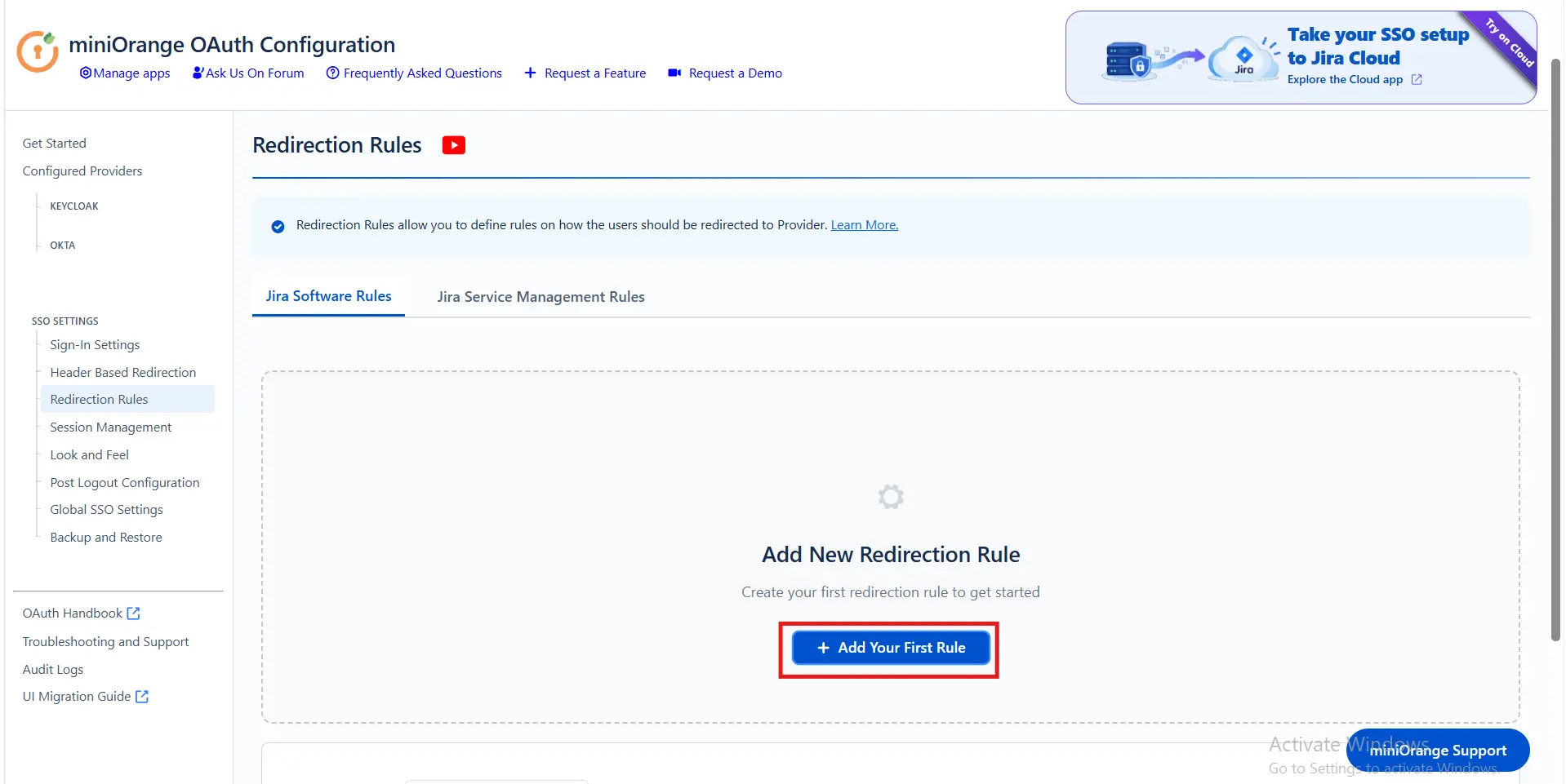 OAuth Redirection Rules - Add Rules