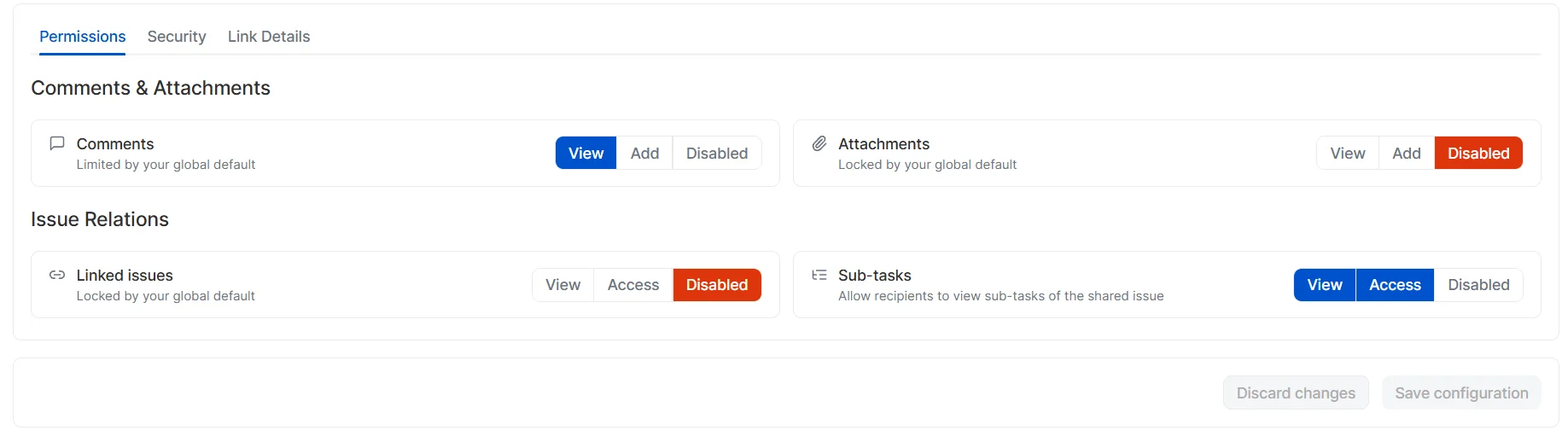 Permissions in default configurations