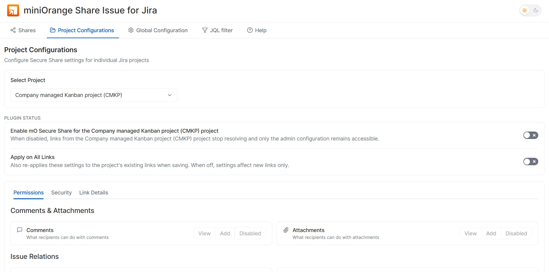 Project Link Default Configurations