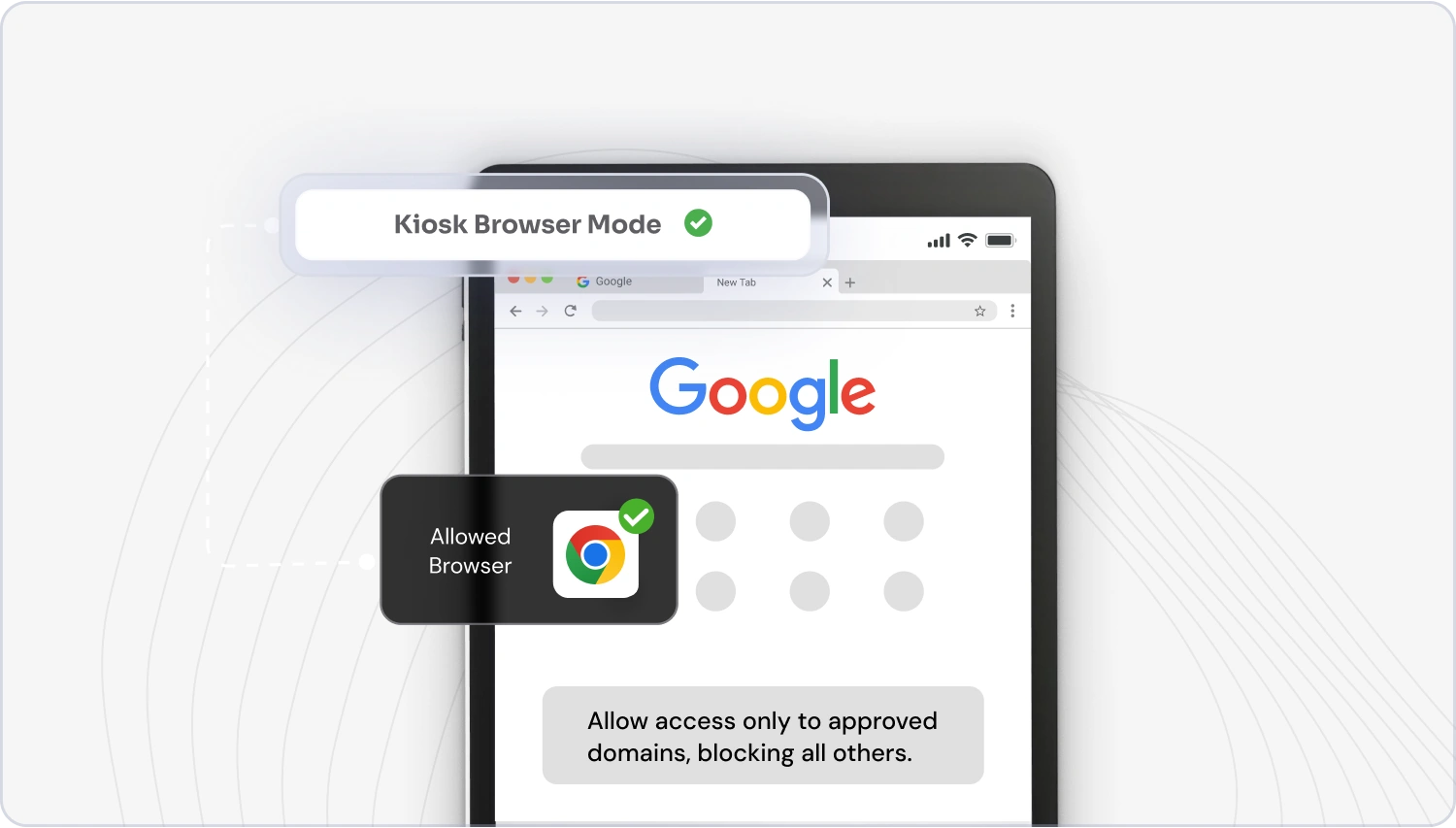 Android tablet in kiosk browser lockdown mode to enable secure web access for businesses