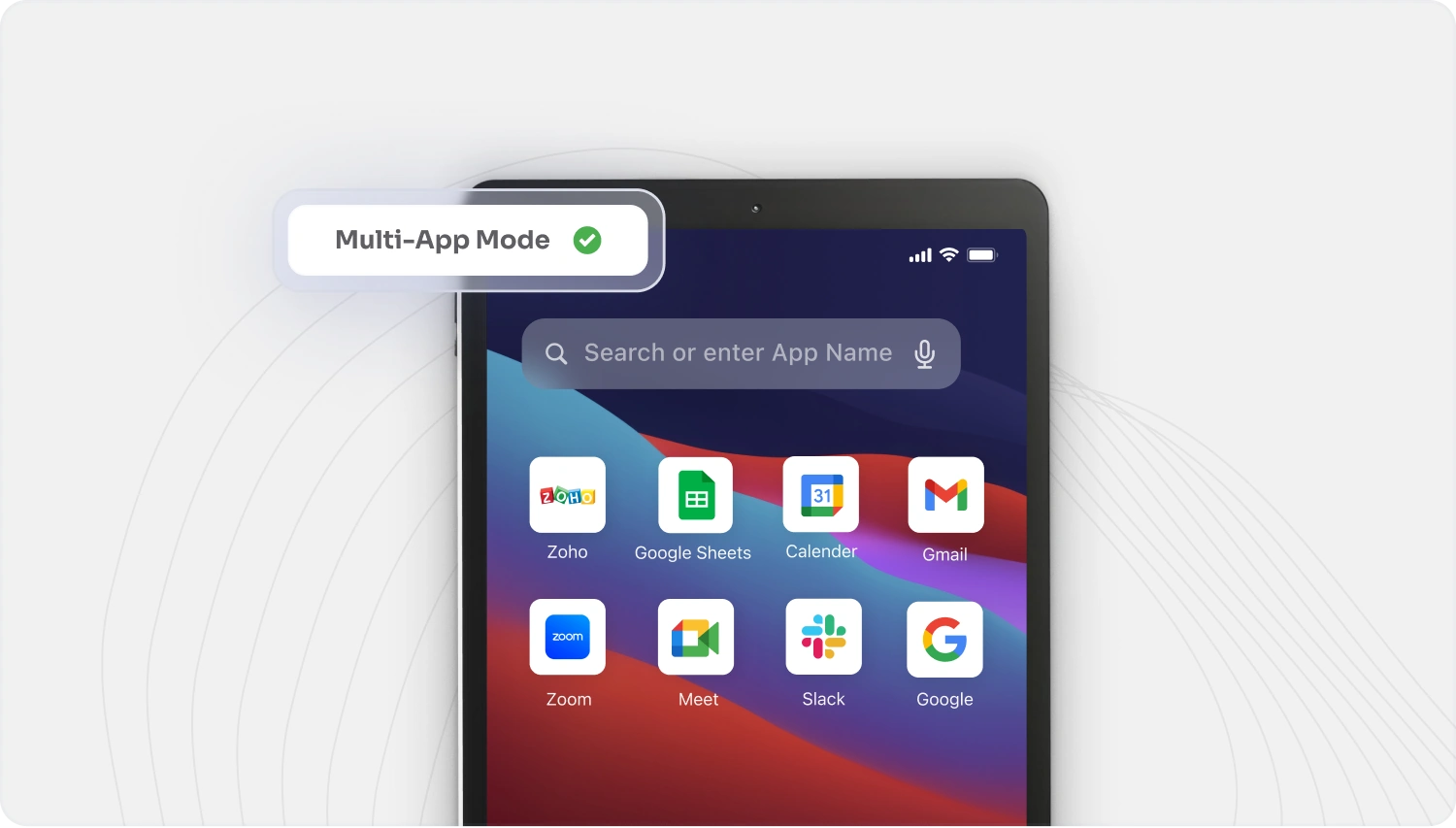 Android tablet with multi-app lockdown mode for secure and productive business use